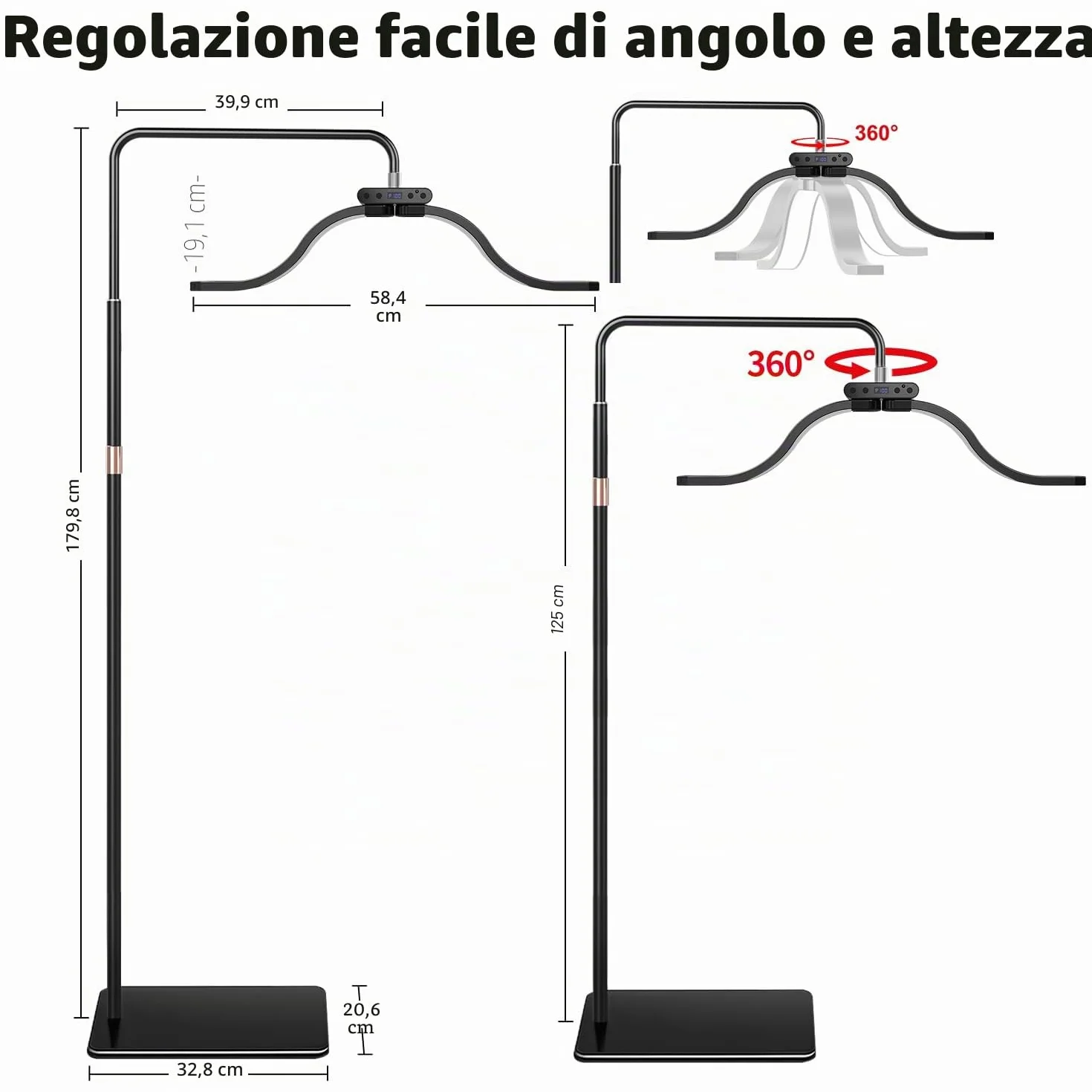 Nuvole Lampada Estetista Lampada per Extension Ciglia con Supporto per Telefono, Tatuatore, Onicotecnica – Luce Anulare LED Fredda-Luce Calda con Luminosità e Altezza Regolabili Lampad Estetista