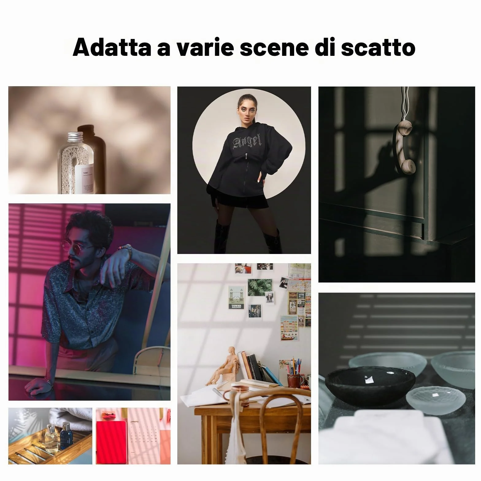 Proiettore Gobo con Snoot Spotlight con Attacco Bowens - Compatibile con Aputure Amaran 60d, Amaran 100X/D 200D/X, 150c/300c, 600x Pro, Storm 400x, Godox SL60, ecc. 5 Filtri Colorati, 30 Gobo