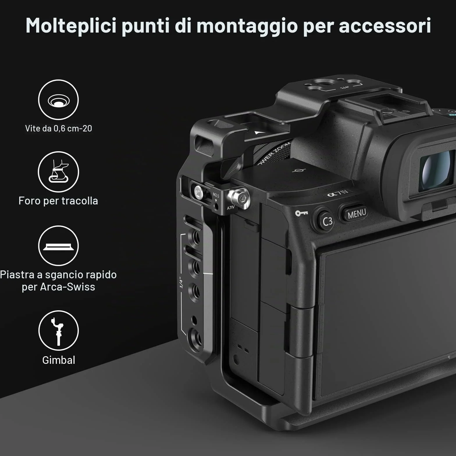 SMALLRIG Mezza Gabbia per Sony A7 IV A7S III A1 A7R IV A7R V- 3639