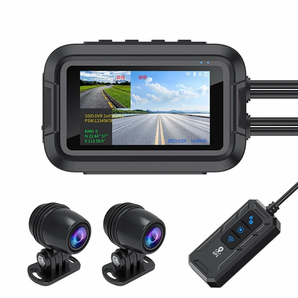 V9 Del Motociclo Dashcam WiFi 1080P Anteriore Posteriore Della Macchina Fotografica Impermeabile Del Motociclo Videoregistratore con Monitor Parcheggio