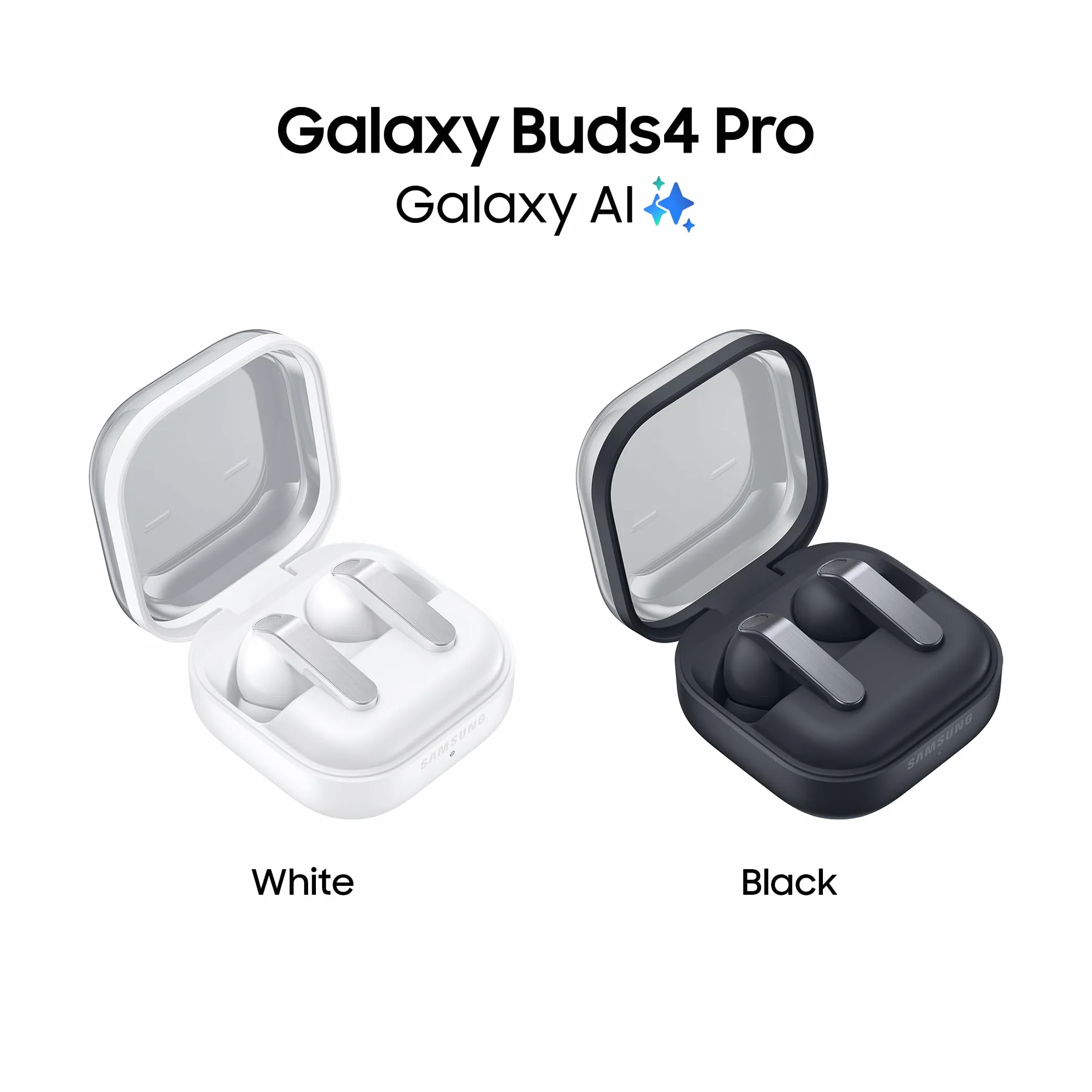 Samsung Galaxy Buds4 Pro Black, Altoparlante a 2 Vie, Doppio Amplificatore, Chiamate Cristalline, Audio 360°, ANC Migliorata, Controllo Adattivo Rumore, Galaxy AI con Comandi Vocali