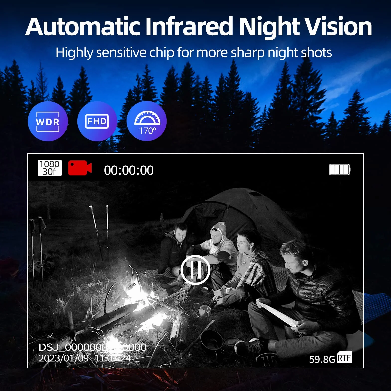 CAMMHD C8-32G 1296P Bodycam 4000mAh16H Body Cam con Registrazione Audio e Video Visione Notturna Bodycam della Polizia di Sicurezza Indossabile Ferrovia Ingegneria Sicurezza Uso Personale