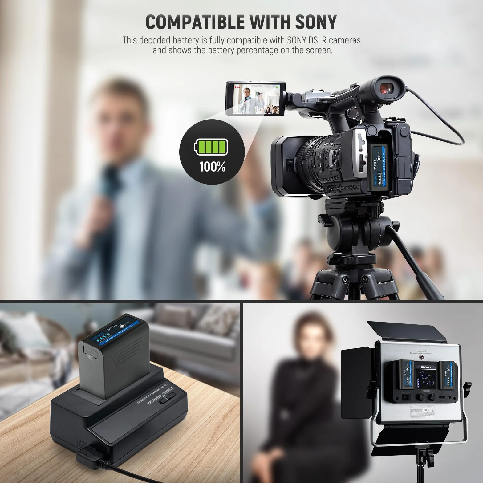 NEEWER 2pz NP-F970 7800mAh Batteria Ricambio per Sony FX3/FX30/A7, per Canon R5, per Nikon Z8, Battery Ricaricabile Ricarica Rapida PD Tipo C da 20W per Videocamera Fotocamera Luce Video LED, TP-F970