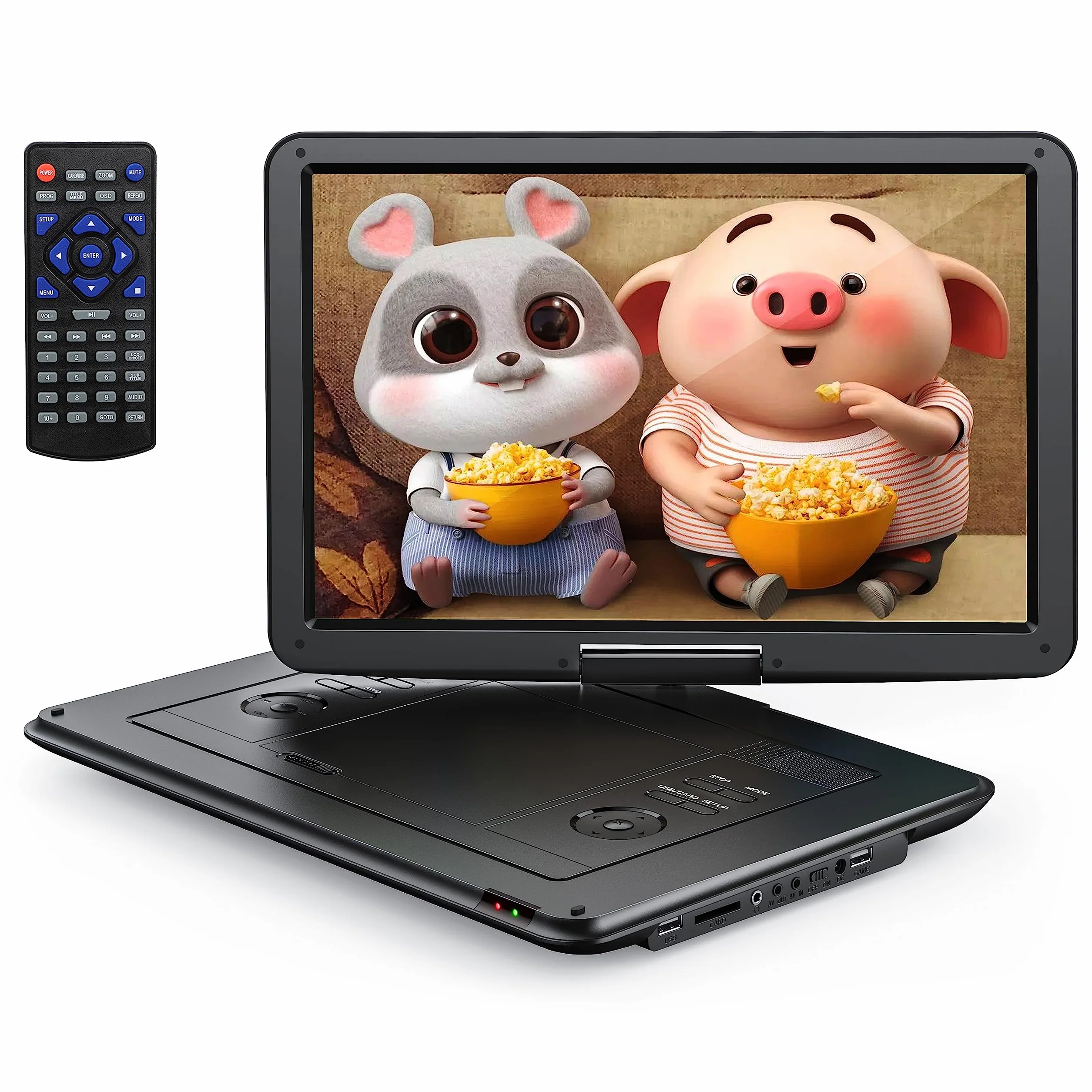 YOTON Lettore DVD portatile 16.9" schermo girevole HD 14.1" USB/SD Caricatore Auto