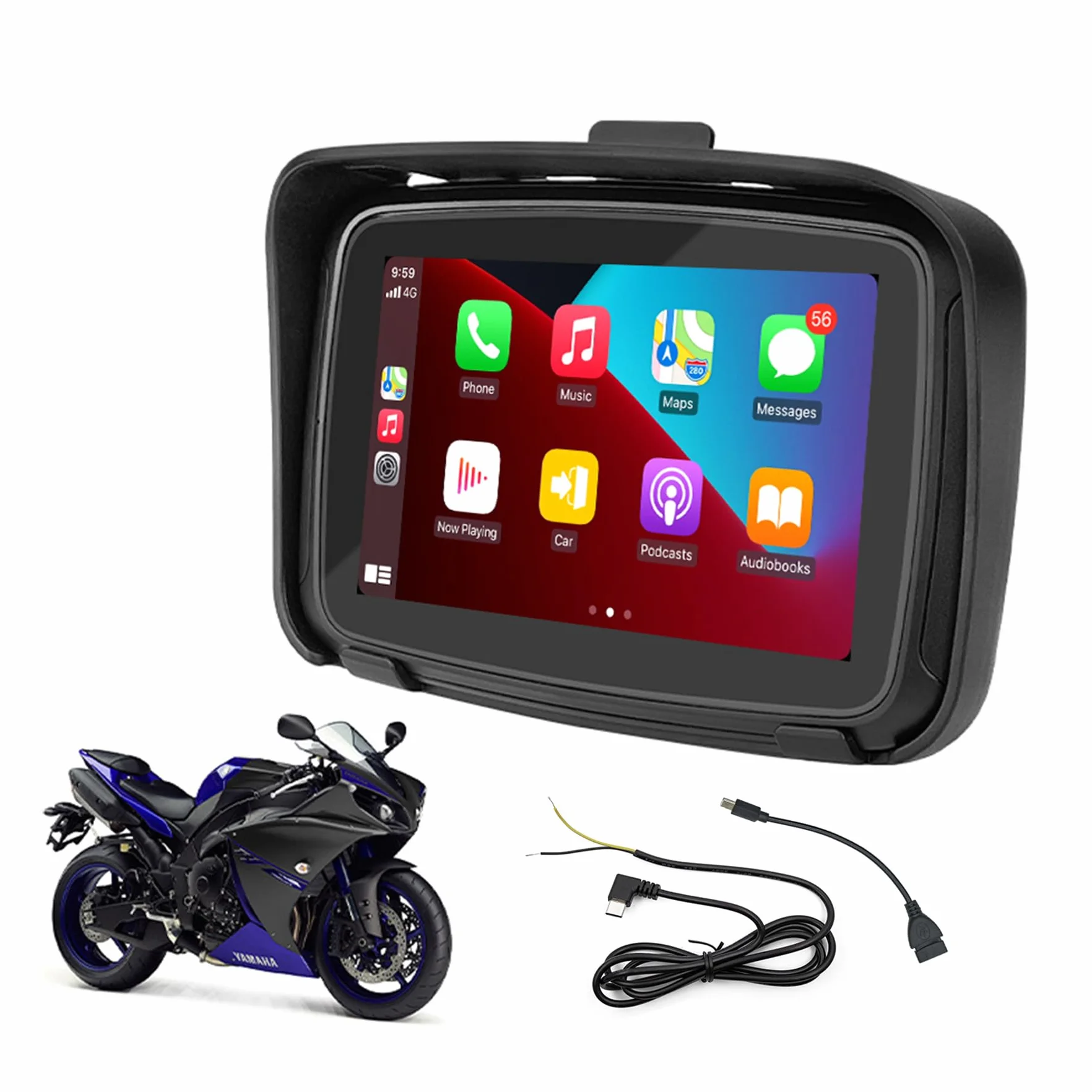 Android Auto Wireless Carplay Portatile Display 5 pollici IP65 Touchscreen GPS Navigation Dual Bluetooth Moto