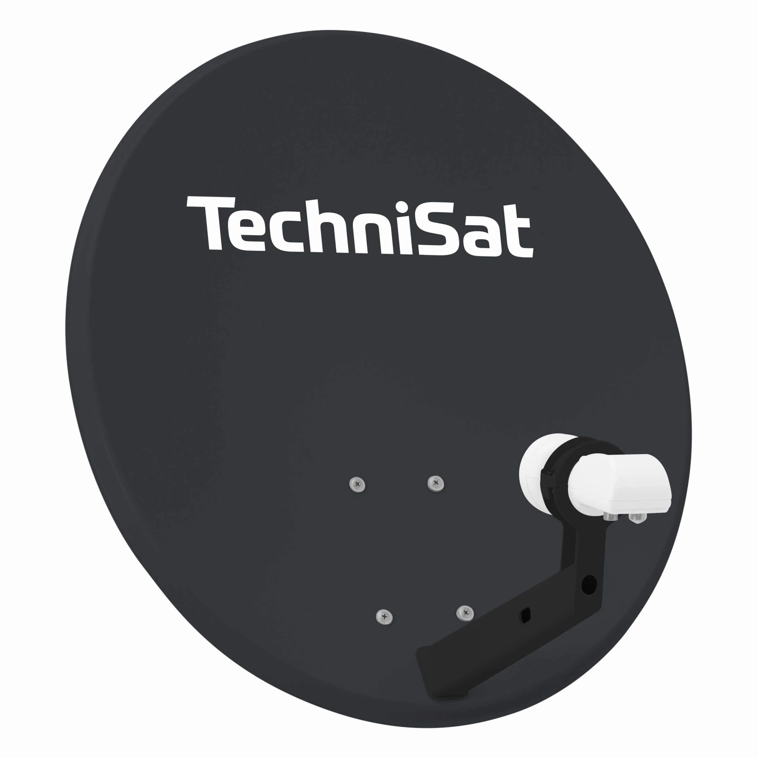 TechniSat TECHNITENNE 60 - Parabola satellitare per 2 utenti (Impianto satellitare digitale da 60 cm, Set completo composto da antenna con supporto per palo e LNB universale a doppia uscita) Antracite