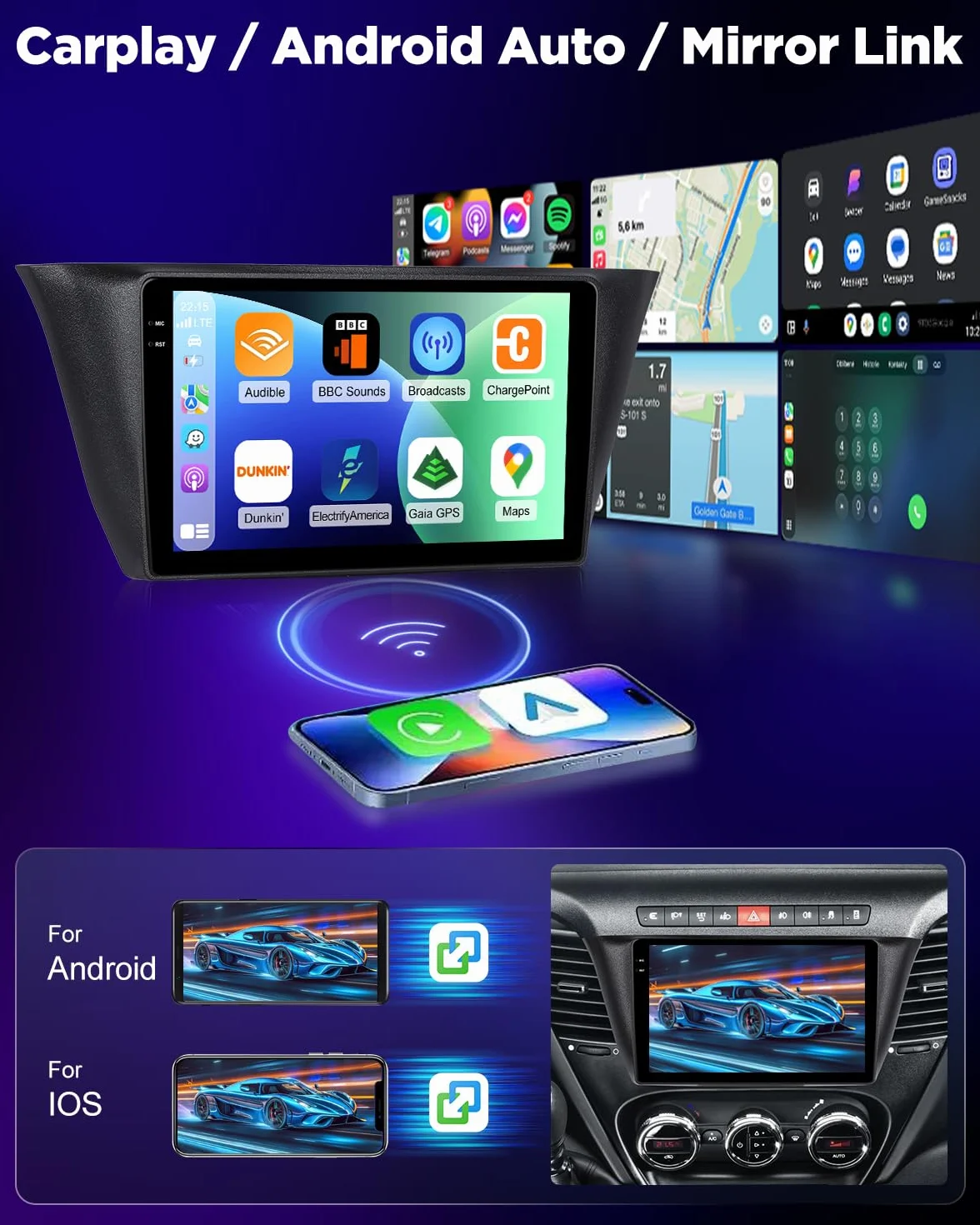 NHOPEEW 4+128G Android Autoradio per IVECO Daily 2015-2022 con Wireless Carplay e Android Auto - Schermo incell da 9 pollici Supporto WiFi GPS Comandi al volante + Telecamera di retromarcia, Canbus
