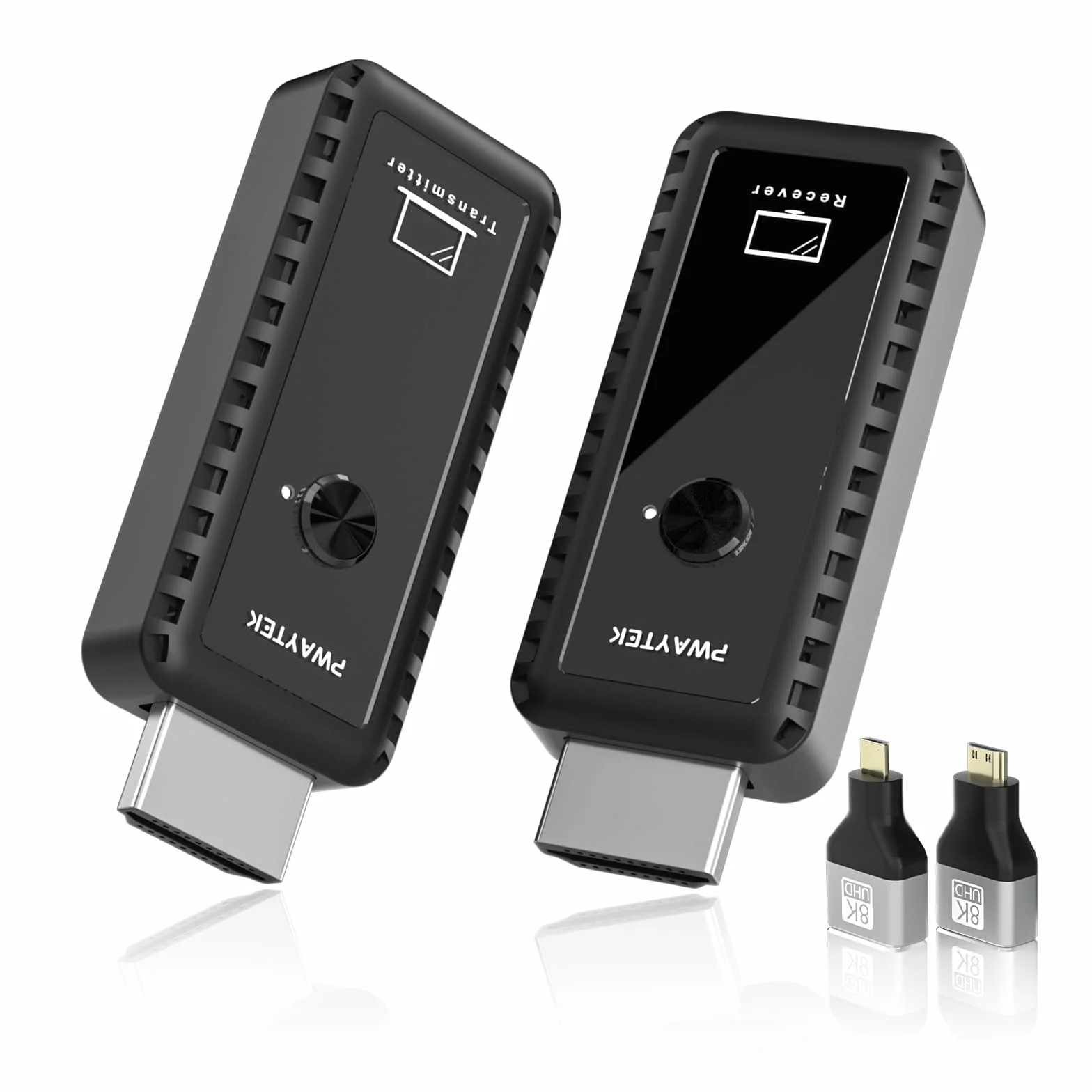 PWAYTEK Trasmettitore e ricevitore HDMI wireless con decodifica 4K, uscita 1080P, portata 164FT, doppia banda 2,4G/5G, per PC/laptop/TV/proiettore, Plug & Play, senza app (nero)