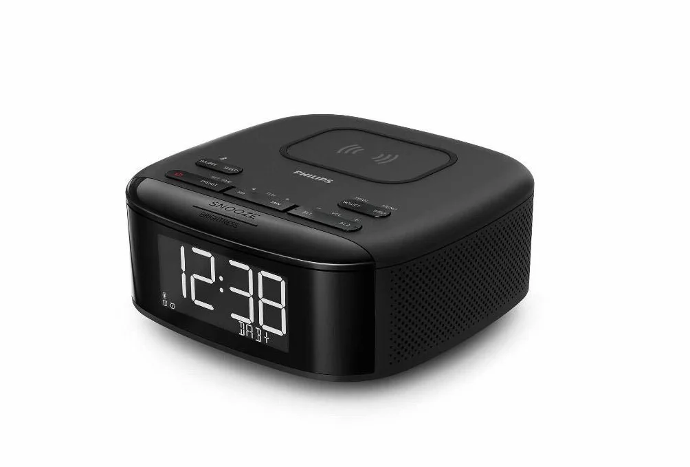 Philips R7705/10 Radiosveglia DAB+/FM, Bluetooth, Allarme Doppio, Spegnimento Automatico, Sincronizzazione Automatica Dell'orario, Batteria Tampone, Caricatore Telefono Wireless