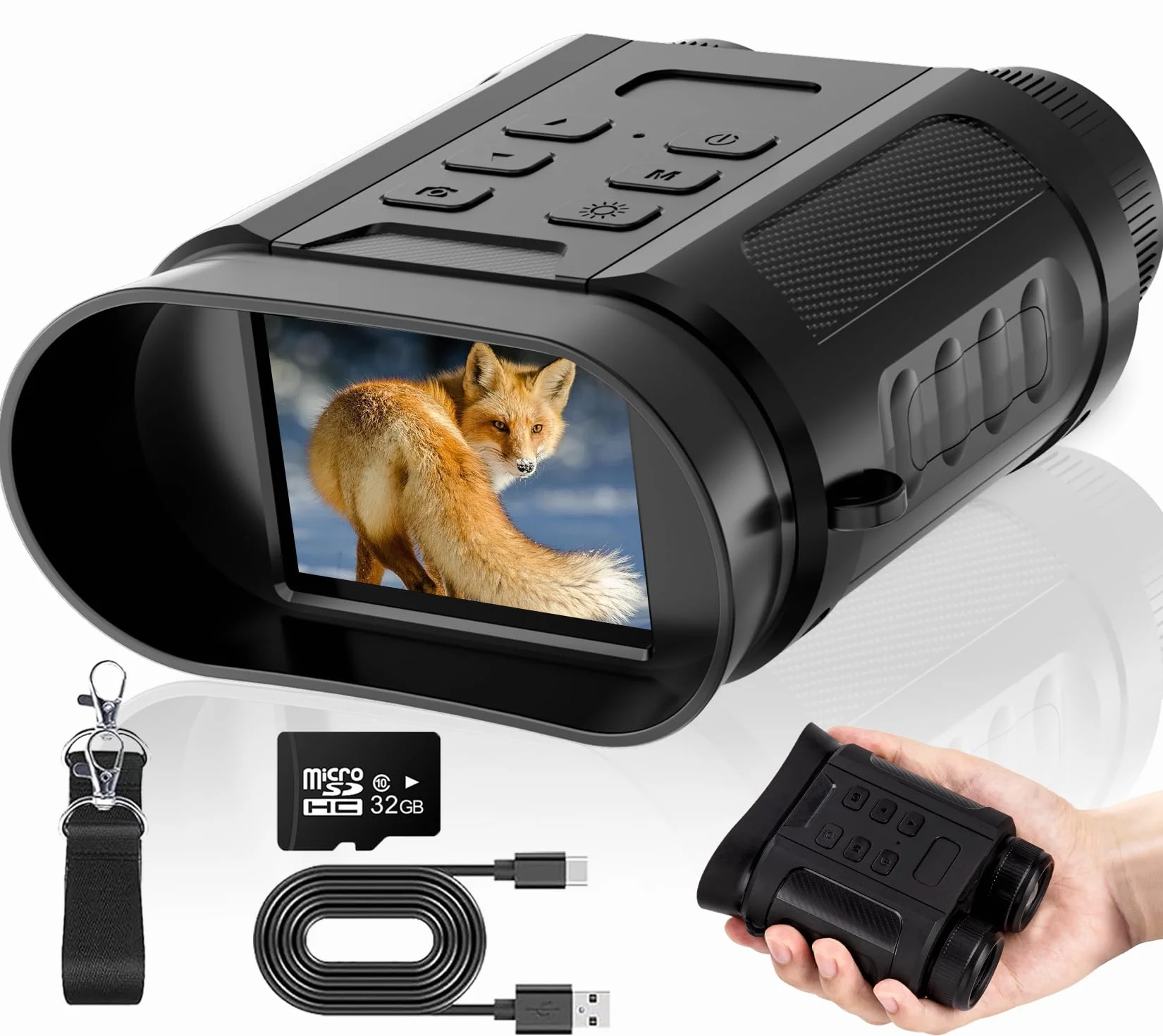 4K Binocolo Visione Notturna, con Batteria Ricaricabile da 2500mAh Visione Notturna 8X Digitale Zoom 7-Livelli Infrarossi 2.4" TFT LCD Vista 300M Visore Notturno Binocolo Con Scheda 32GB