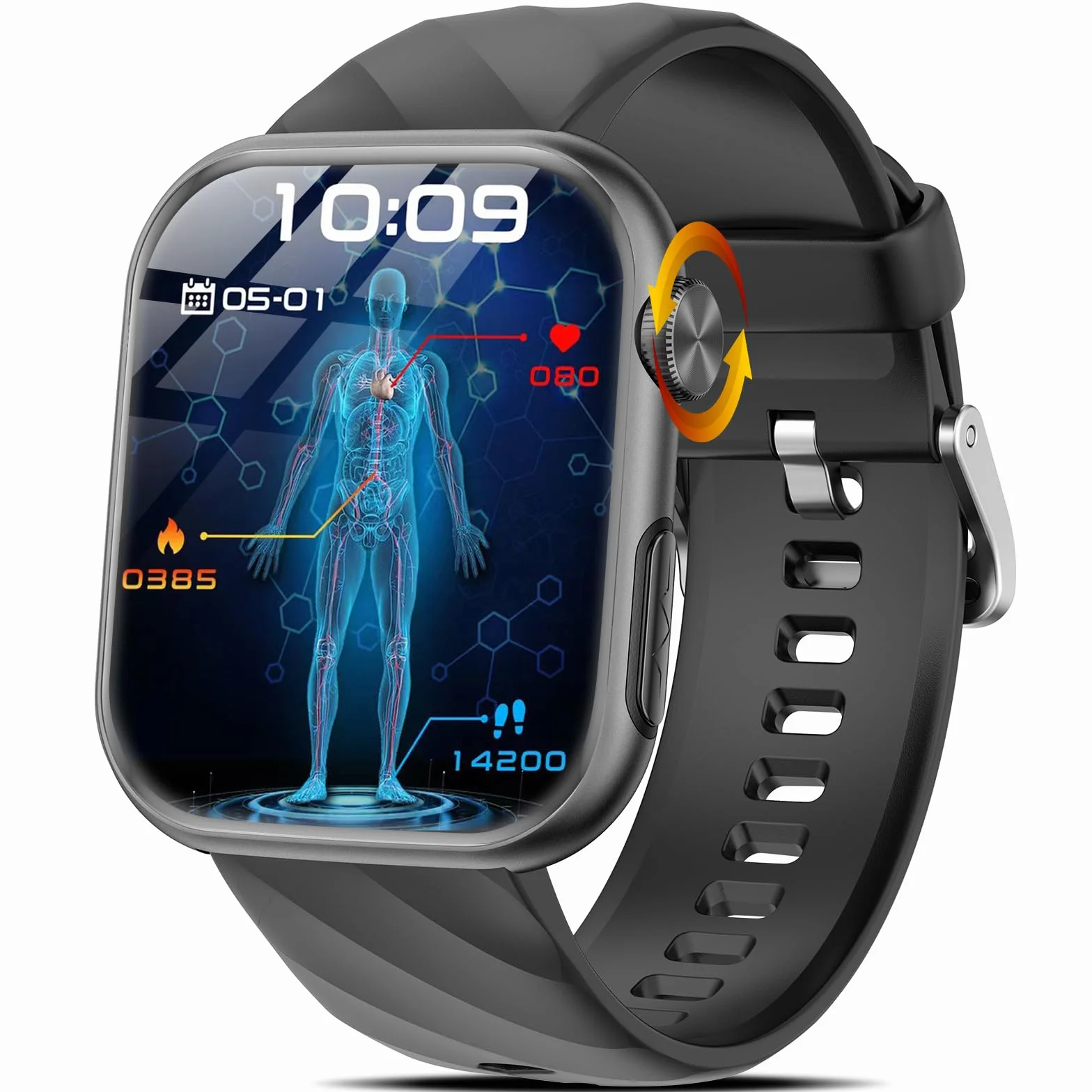 2026 Smartwatch Uomo Donna con ECG/Pressione Sanguigna/Acido Urico/Sonno/HRV/Temperatura Corporea/Cardiofrequenzimetro/BMI/Emozioni/Fatica,1,97"AMOLED Salute Orologio Fitness con Chiamate,Pulsante SOS