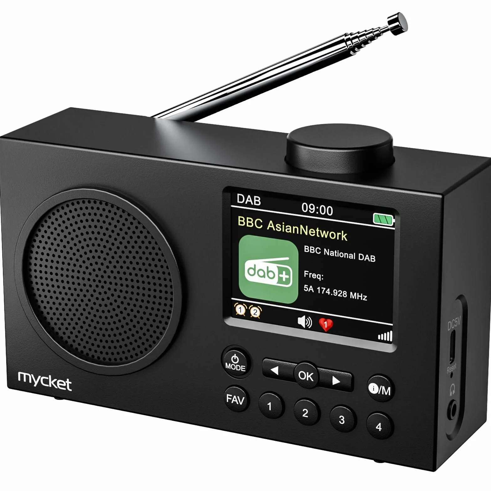 Mycket Portatile DAB/DAB+ Radio, FM Digital Radios con 2025 Tecnologia del Ricevitore Signal più Recente, Radio Ricaricabile con Bluetooth 5.0,Doppia Sveglia, 40 Preimpostazione, 2,4" Colori Display