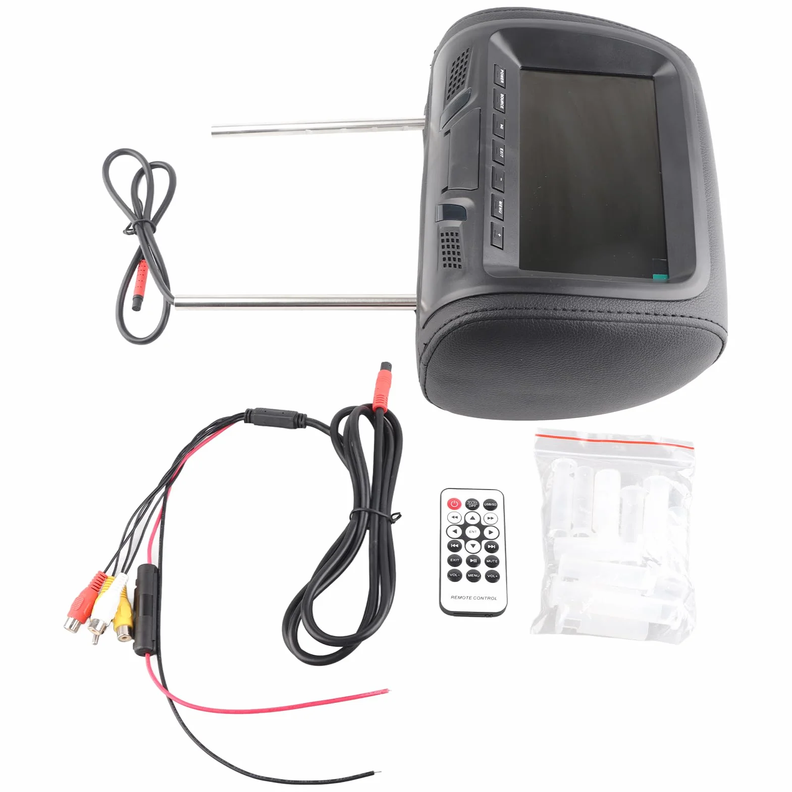 Universale Poggiatesta Monitor Kit, 7 Pollici Auto per Poggiatesta Monitor, Poggiatesta Video Media Player Mp5 Monitor per Auto Con Lettore Multimediale Video per Auto (Nero),Poggiatesta e braccioli