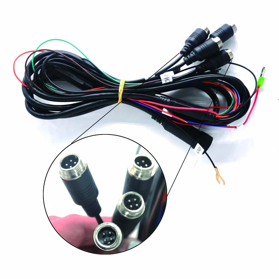 Padarsey Monitor TFT LCD da 7 pollici per specchietto retrovisore auto Quad Split, telecomando, 4 canali ingressi video RCA (connettore antiurto a 4 pin), schermo 12 V-24 V 800 × 480 HD, con parasole