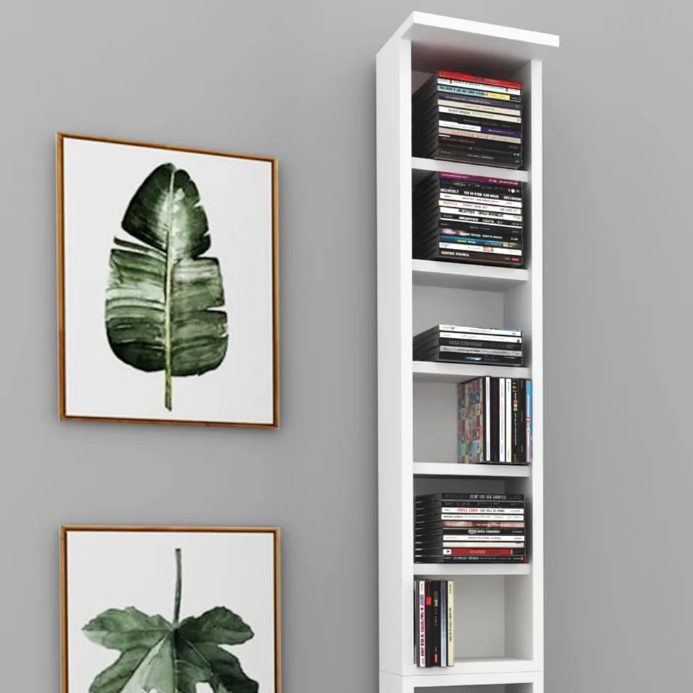 Vicco Scaffale porta cd, Bianco, 21 x 91.8 cm Set grande da 2