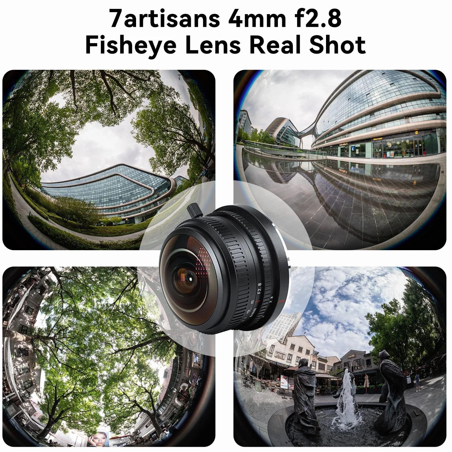 7Artisans 4 mm F2.8 Fisheye Ultra Wide Angle Lens APS-C Manuale Focus Prime Lens Compatibile con Fujifilm FX-Mount Mirrorless Camera X-T1 X-T2 X-T3 X-T20 X-T30 X-E1 X-E2 X-E3
