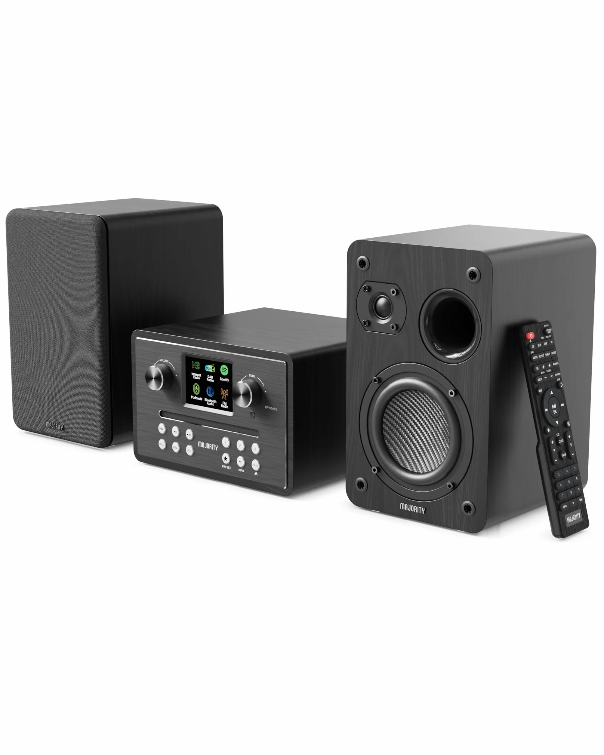 MAJORITY Homerton HiFi Impianto Stereo Casa Radio DAB/DAB+ FM Internet Radio Lettore CD Bluetooth 5.3 WiFi Dual Band Spotify Connect