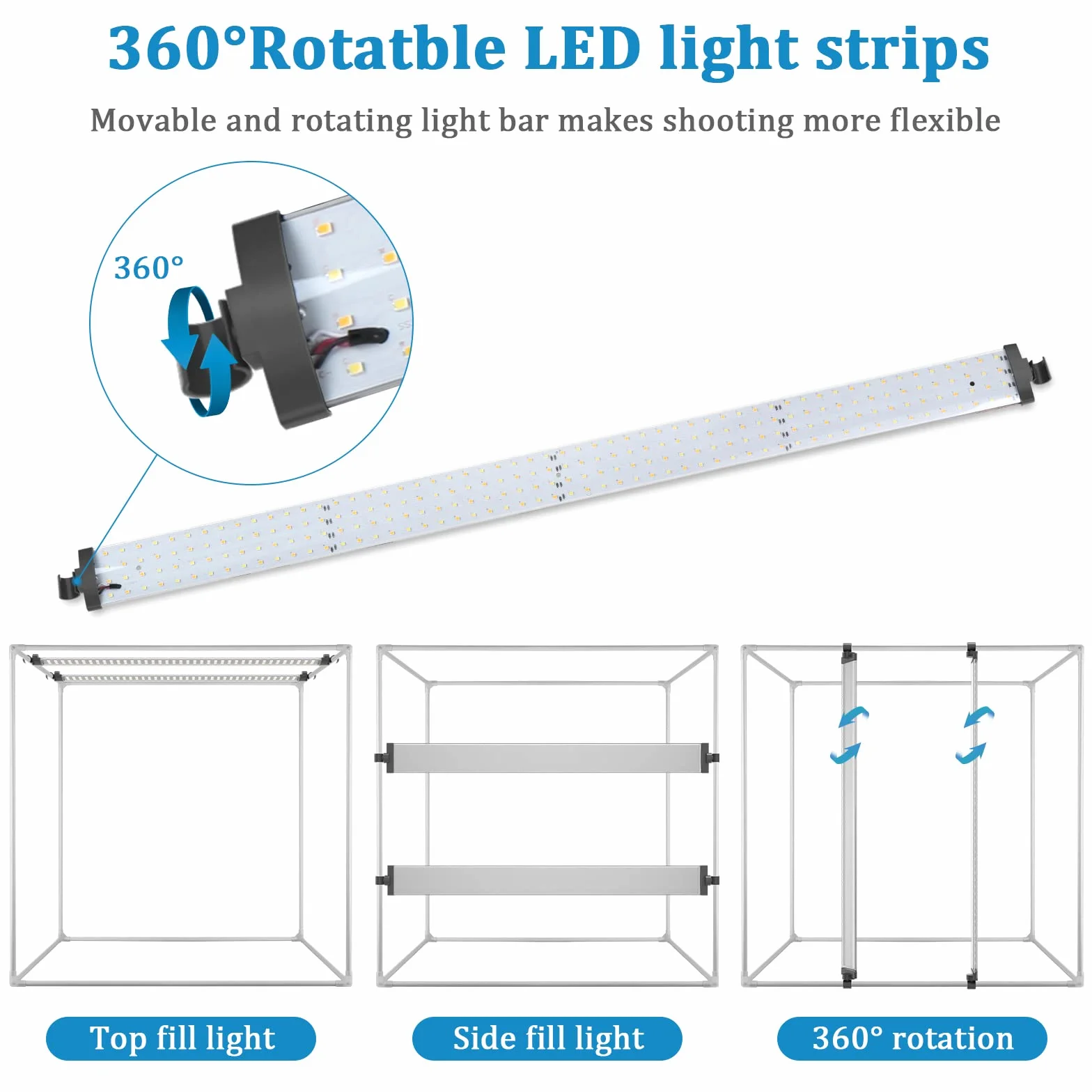 Scatola da studio fotografico, 60 x 60 x 60 cm, portatile pieghevole per fotografia, tenda di ripresa con luci LED dimmerabili ad alta CRI95+ e 5 fondali per la fotografia del prodotto
