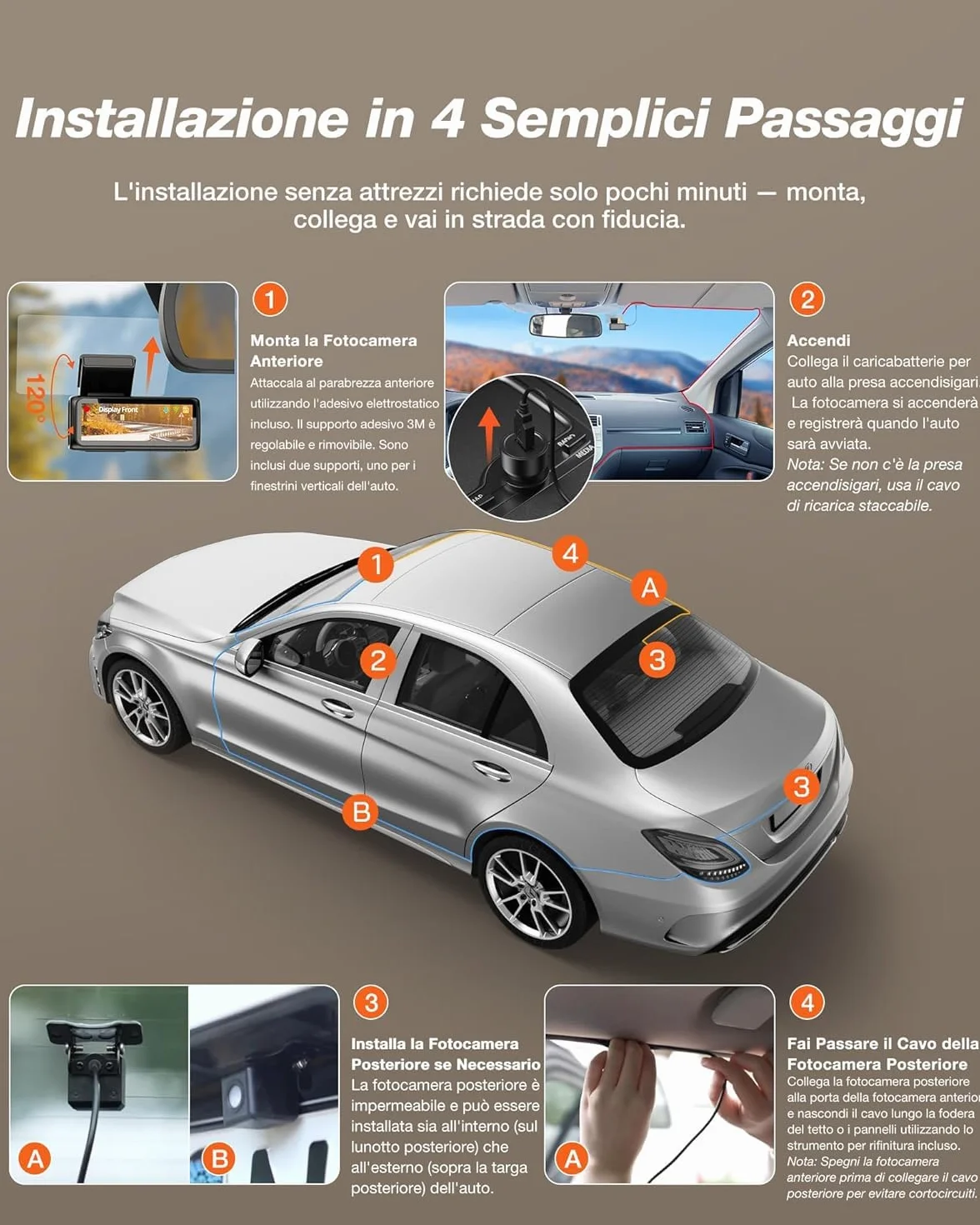 iZEEKER 4K Dash Cam Auto, WiFi 6 Dashcam Auto con Scheda SD 32G, Doppia Dash Cam 4K+1080P, Display IPS da 2,99", APP, Visione Notturna, Sensore G, Registrazione in Loop, Modalità Parcheggio 24H