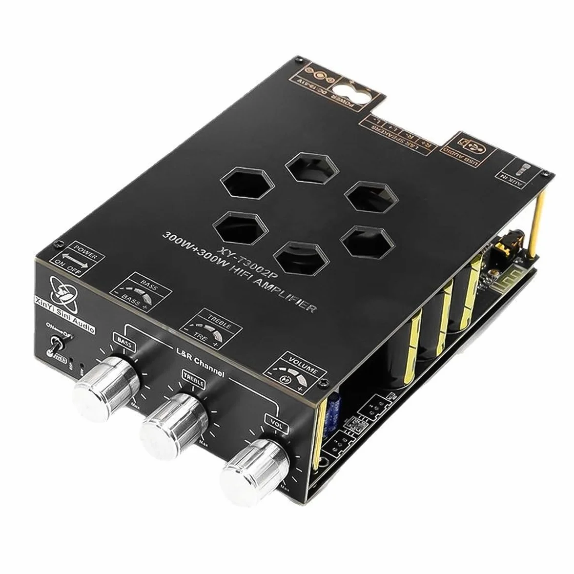 Placa amplificadora T3002P, chip TPA3255, 300 W x 2, módulo amplificador de audio con altavoz Bluetooth estéreo DC19-51 V y carcasa.