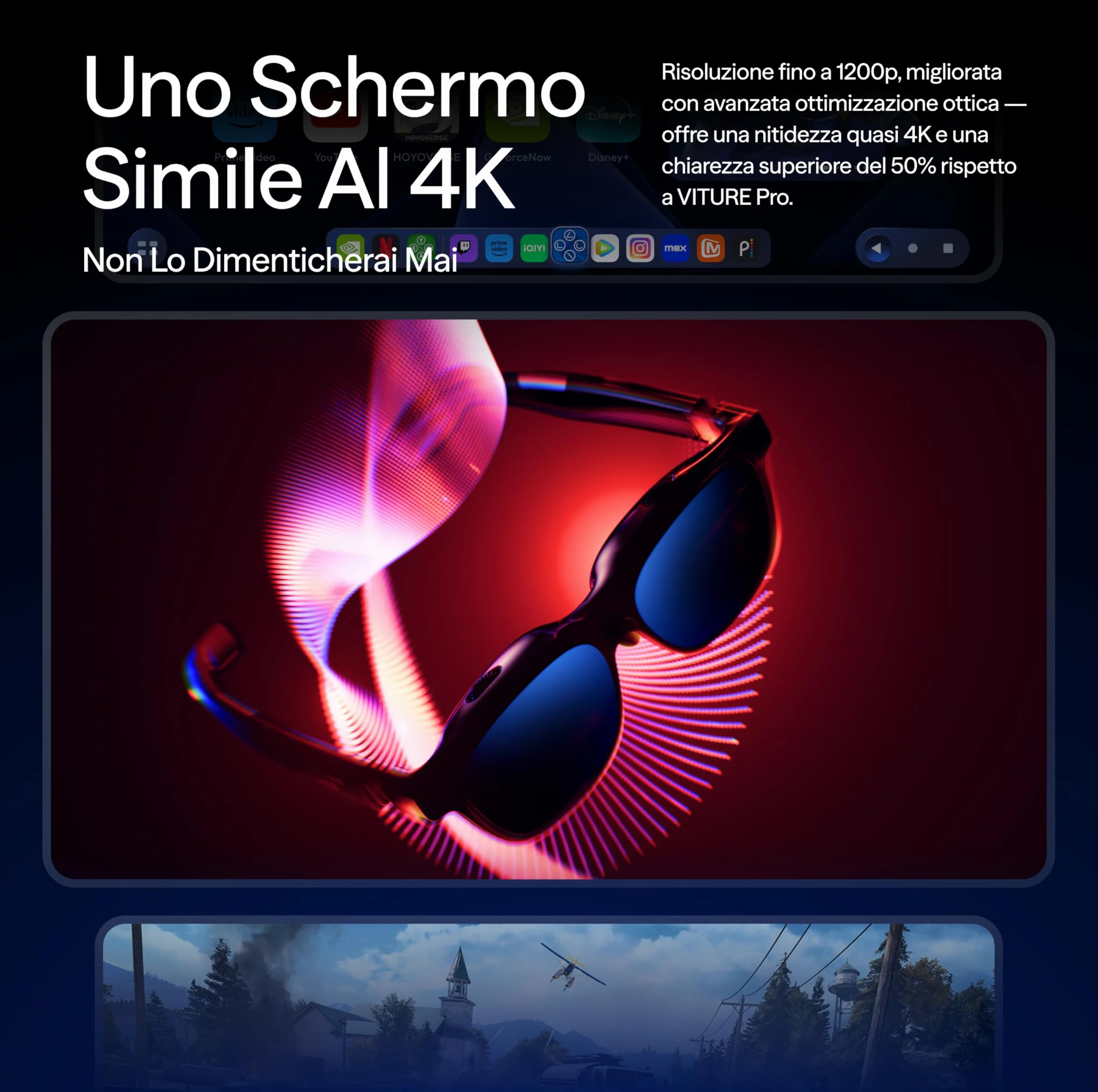 VITURE Occhiali XR Luma PRO — Display Ultra Nitido da 152” a 1200p 120Hz, Campo Visivo 52°, Pellicola Elettrocromica, Harman Audio, per iPhone 17/16/15, Android, Mac, PC, Steam Deck, Switch 2-Grande