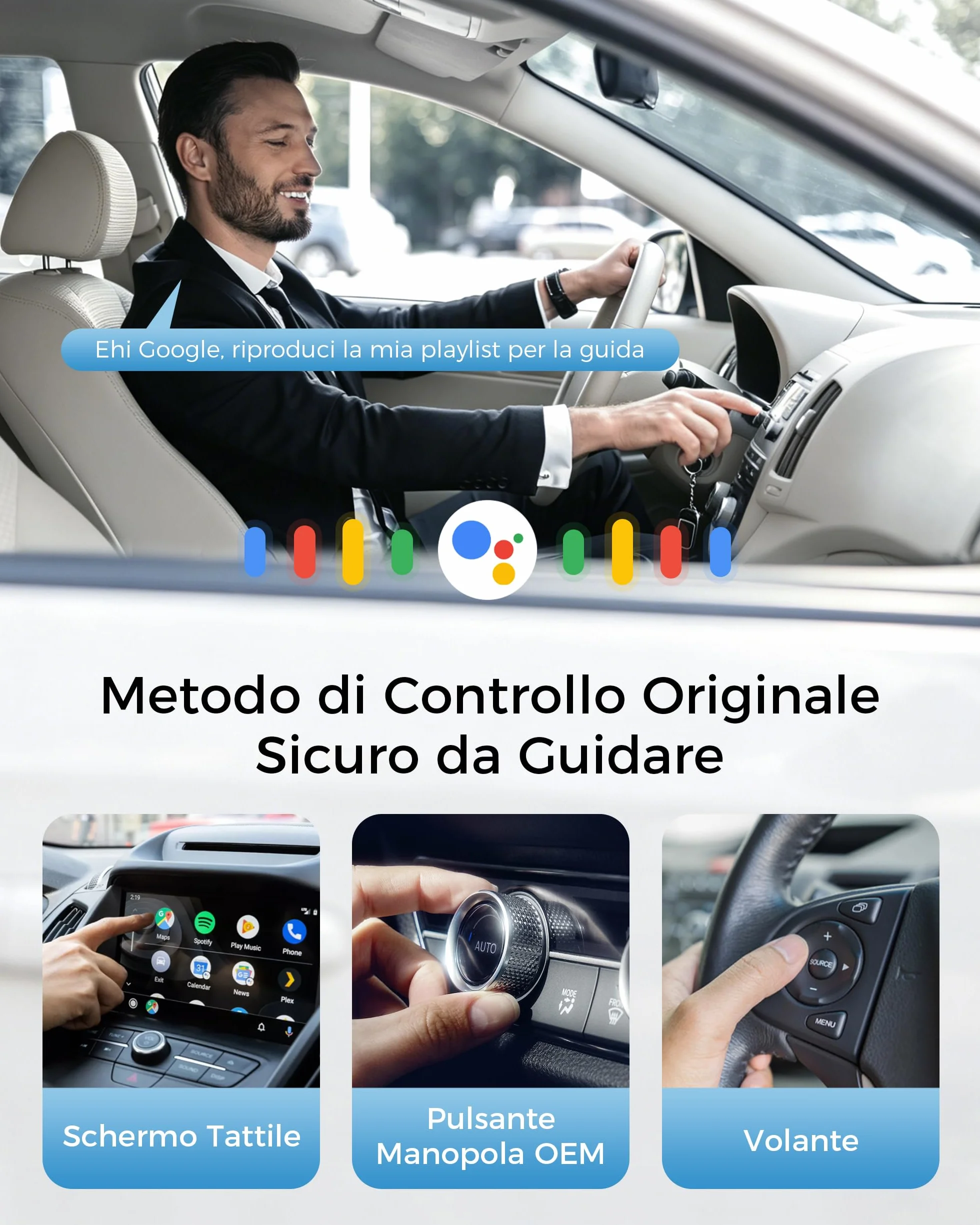 Adattatore Android Auto Wireless, AA Wireless per Android 11+, Bluetooth V5.3, Dual Core a WLAN 5.8GHz, Veloce e Stabile