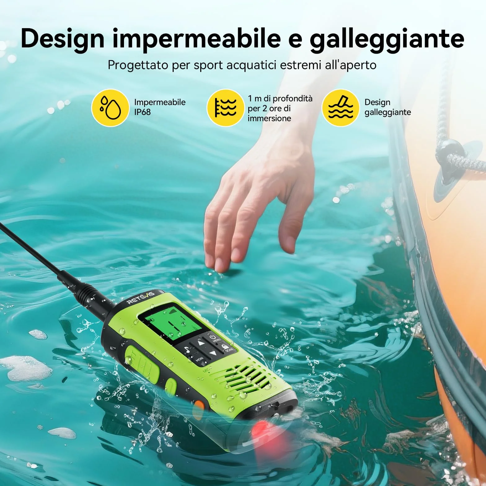 Retevis EZTalk 64S Walkie Talkie IP68 Impermeabile Ricaricabile Adulti Lungo Raggio Radio Bidirezionale (1 Paio)