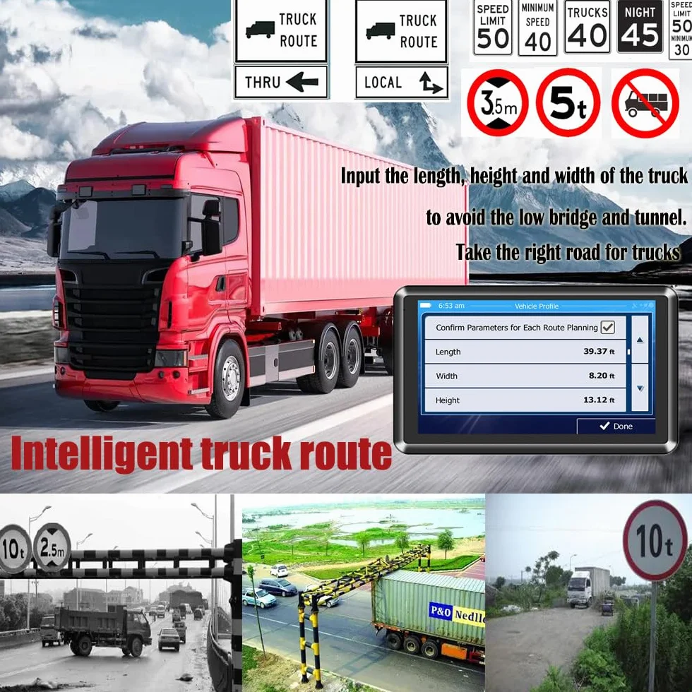 NEWFUN Navigatore Camion,Navigatore Auto,2025 5 Pollici GPS Touchsceen 8GB,con POI Avviso Guida vocale Lane Programma gratuito a vita Aggiornamento UE,per Auto Camion
