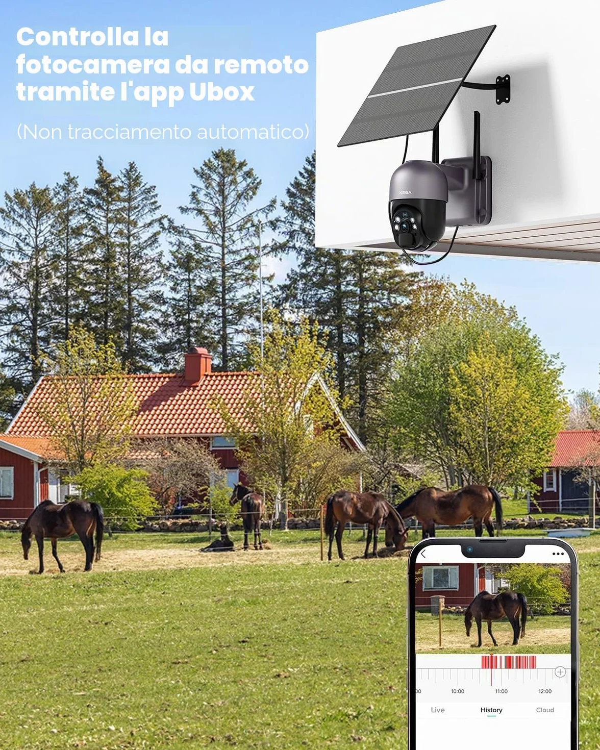 Xega Telecamera con SIM 4G da Esterno【20W Pannello Solare】 20.000mAh Batteria Registrazione Continua 24/7 2K 4G SIM Scheda Telecamere Senza Fili,Visione Notturna, Rilevamento del Movimento(Senza WiFi)
