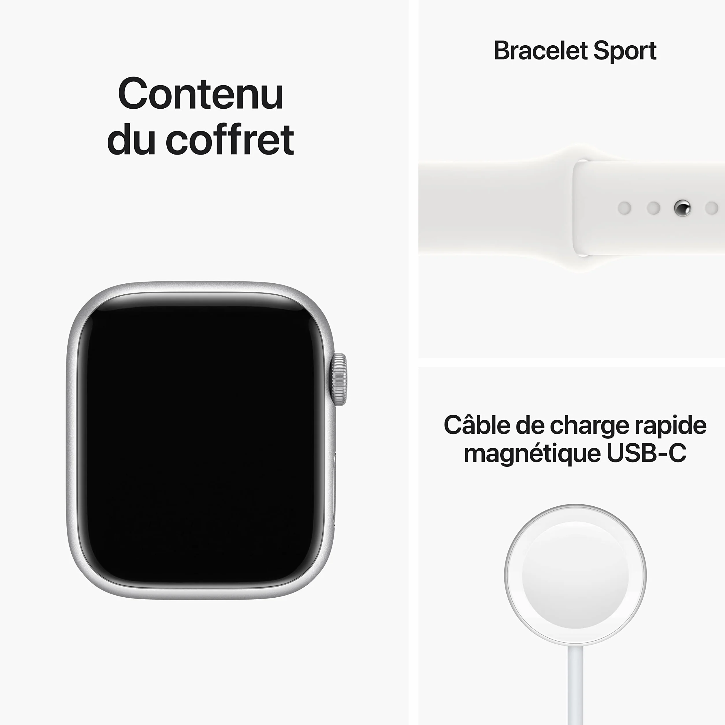 Apple Watch Series 8 (GPS, 45MM) - Cassa in Alluminio Argento con Cinturino Sport Bianco, Regular (Ricondizionato)