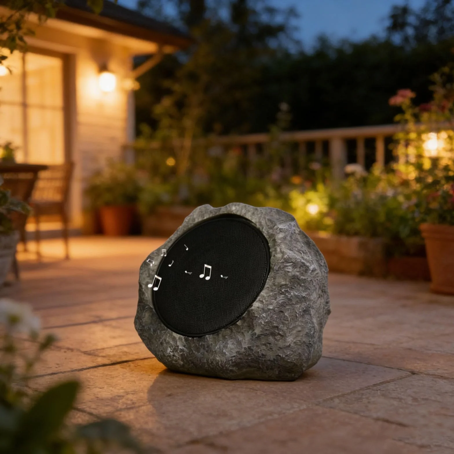 Altoparlanti rock ad energia solare impermeabili all'aperto, altoparlante stereo wireless Bluetooth, USB controllo remoto intelligente, decorazione del sistema di altoparlanti (Brown White)