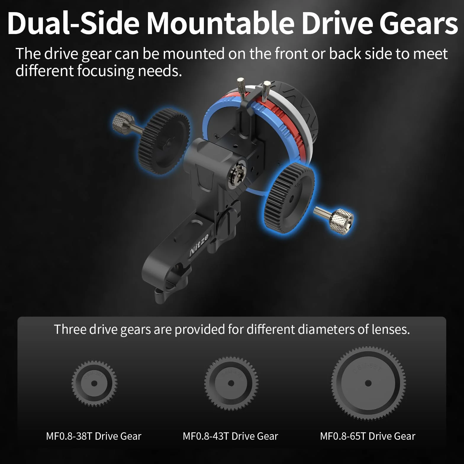 Nitze Mini Follow Focus Kit con 3 Ingranaggi di Trasmissione Reversibili, Follow Focus per DSLR Fotocamera, Supporto A/B Arresti Rigidi e Zoom Infinito a 360° per Sony FX3 A7 S5 Cage - MF15C