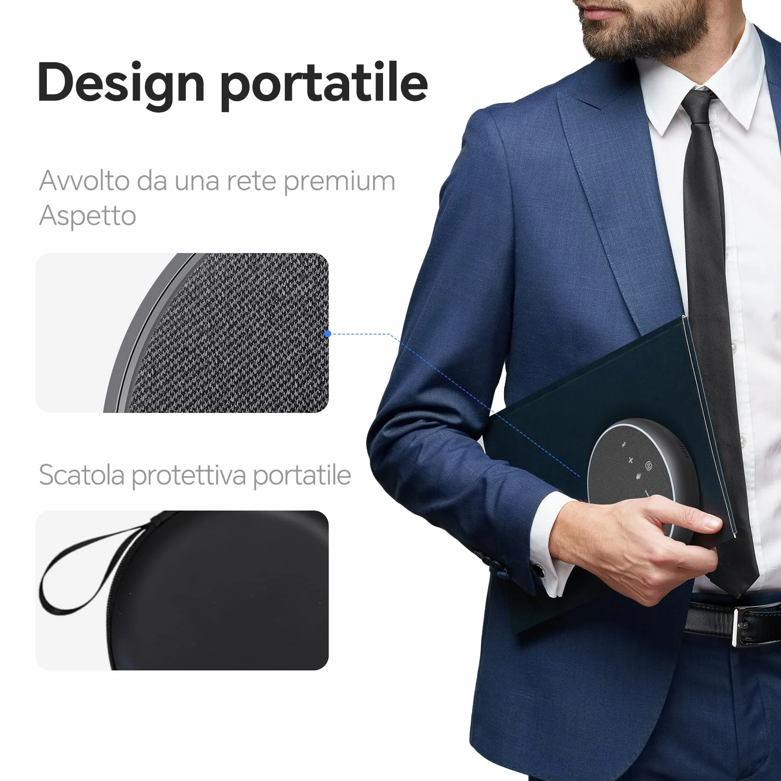 Altoparlante per Conferenze Microfono Bluetooth USB per Pc, cancellazione del rumore, ripresa vocale a 360°43 ore di standby, compatibile con Zoom, Teams, Skype, Home Office