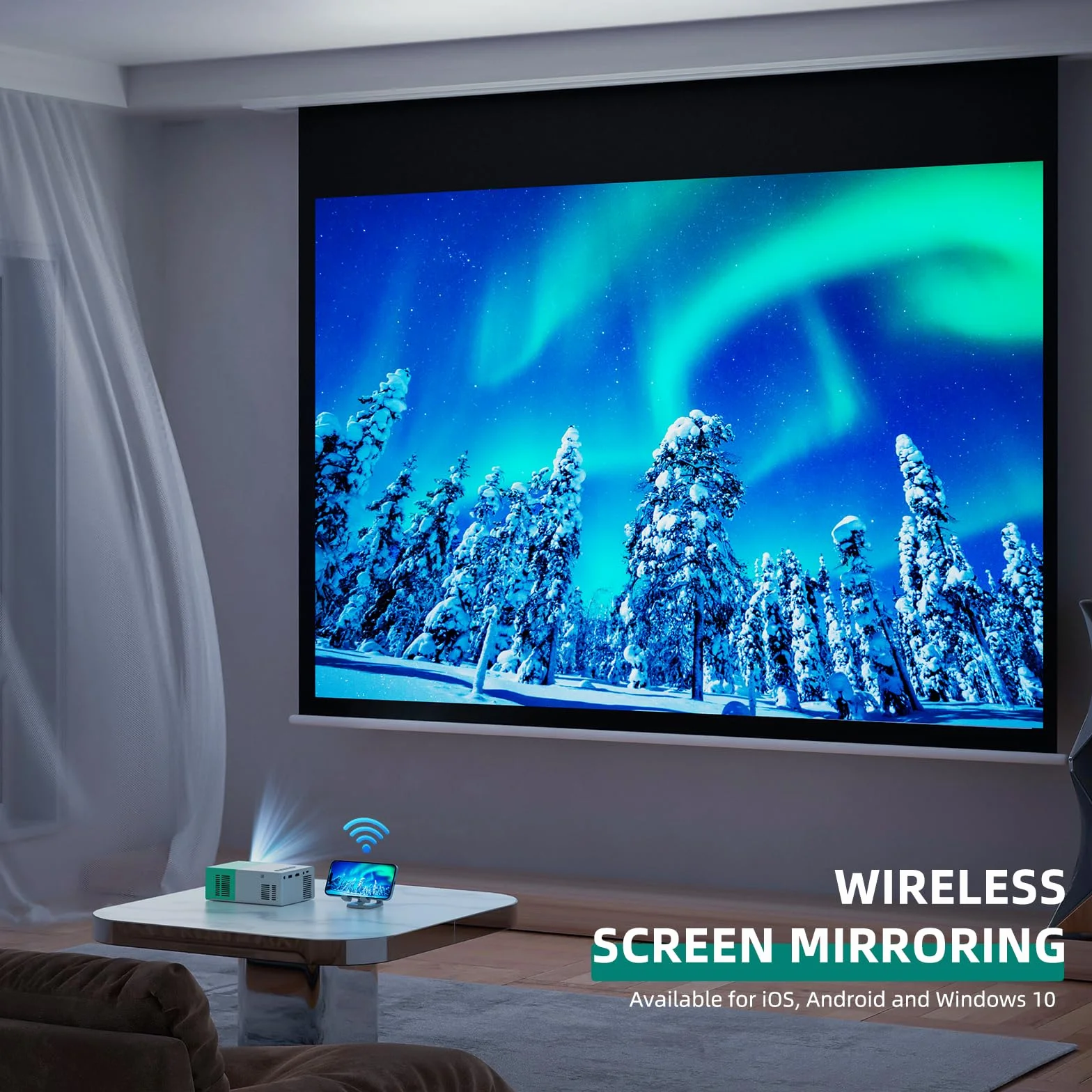 Mini Proiettore Portatile, wepvo WiFi Proiettore, Schermo del Telefono può Essere Specchiato al videoproiettori in Modalità WiFi, Proiettor LED per Home Theater con Interfacce USB HDMI (YG300Plus)