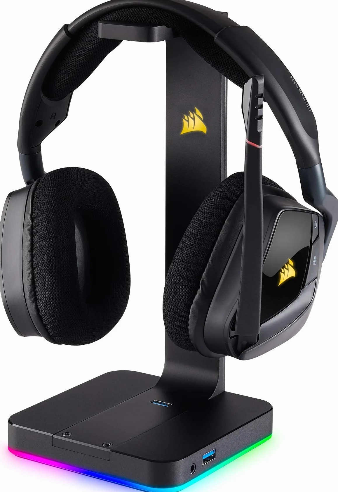 Corsair ST100 RGB Porta Cuffie Premium con Scheda Audio 7.1 Surround Integrata, Nero