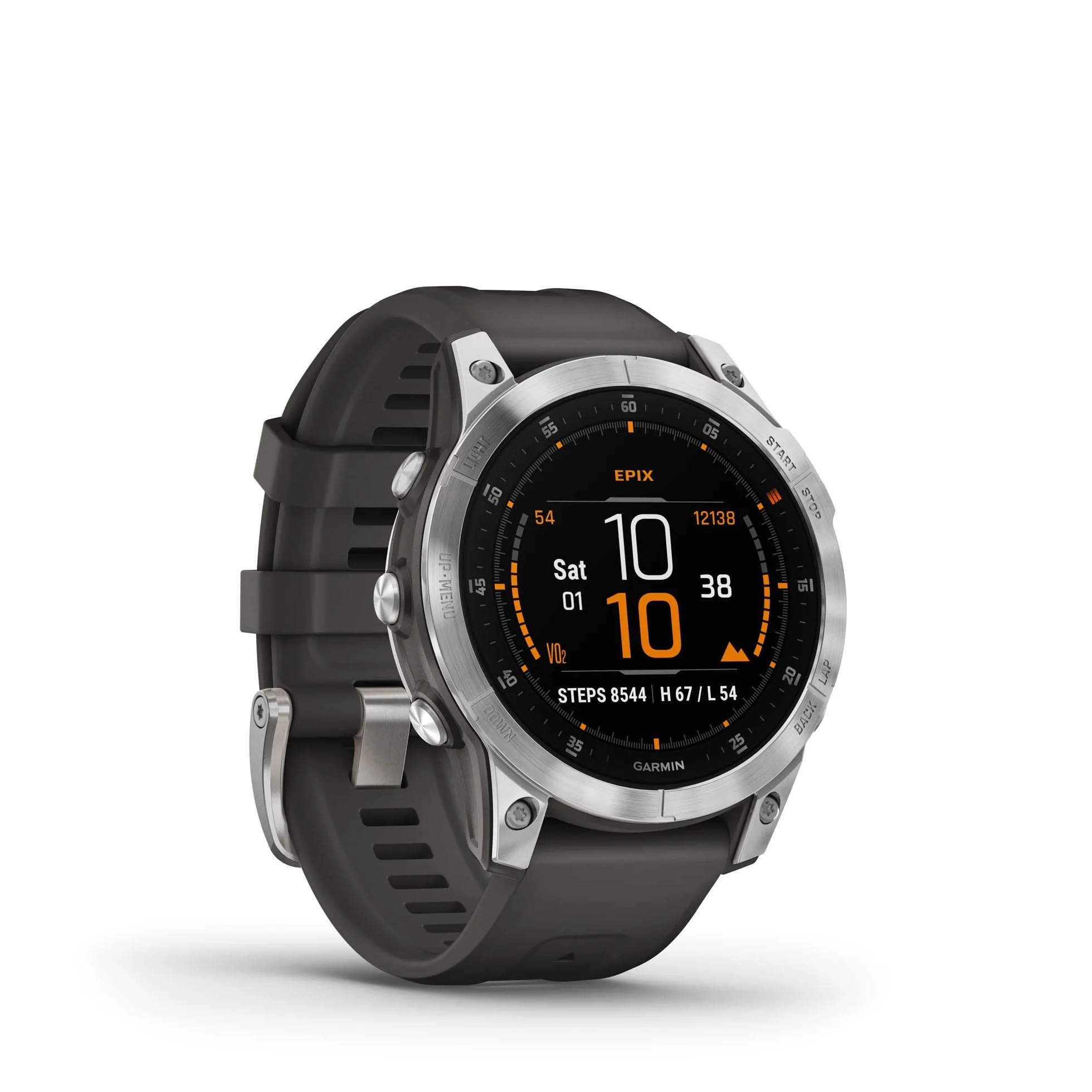 Garmin epix (Gen 2), Smartwatch, 47mm, Display AMOLED 1,3", Touchscreen, +30 Sport, GNSS multi-band, Cardio, SpO2, Mappe, Musica, Garmin Pay, Autonomia 16 giorni (Slate & Steel)