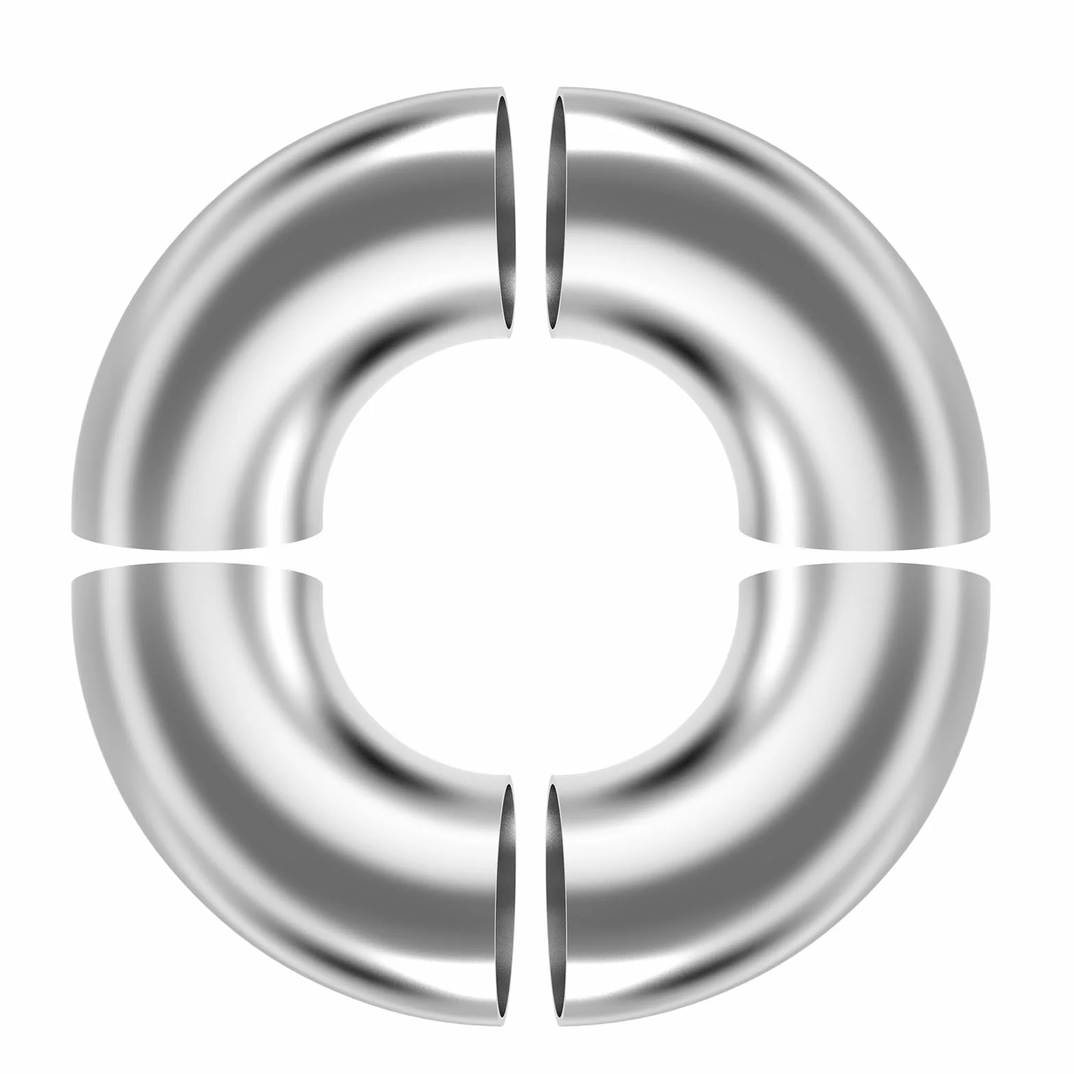 4 pezzi arco in acciaio inox 90 gradi 63 mm OD tubo di scarico arco per collettore di scarico automobilistico, corrimano per scale, sistema di scarico