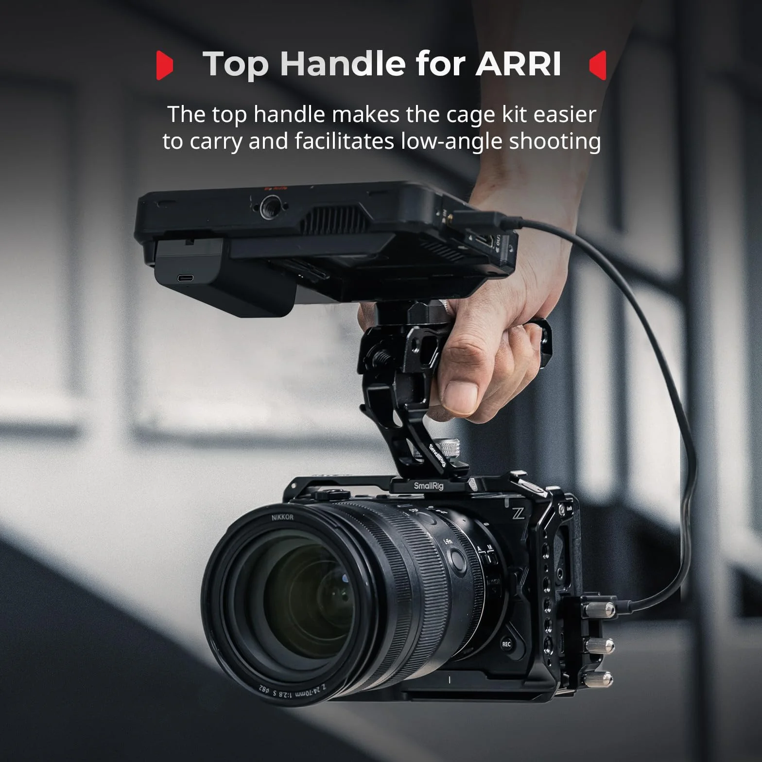 SmallRig Kit gabbia per fotocamera Nikon ZR con maniglia laterale girevole NATO, maniglia superiore per ARRI e morsetto per cavo HDMI, freddo integrata e piastra a sgancio rapido per Arca - 5468