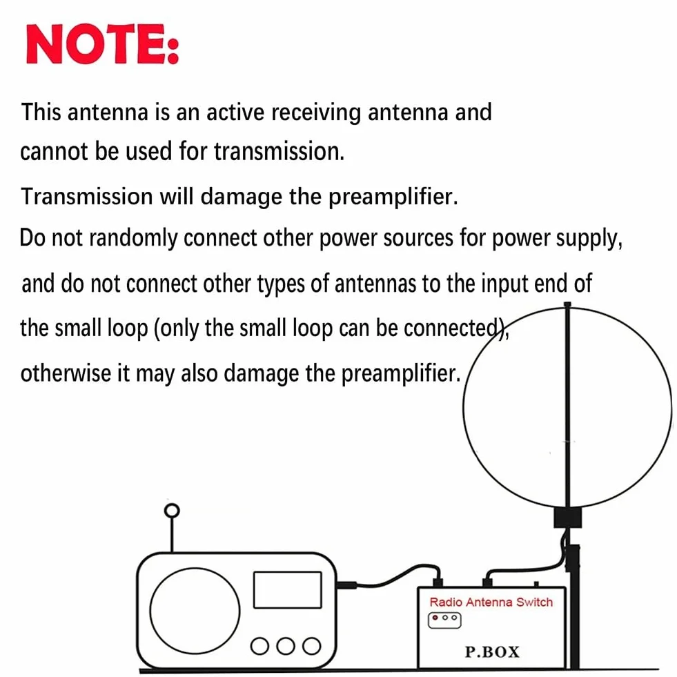 Antenna ad anello attiva K-180WLA 0,1-180 MHz 20 dB preamplificatore regolabile 2750 mAh cavo 10 m