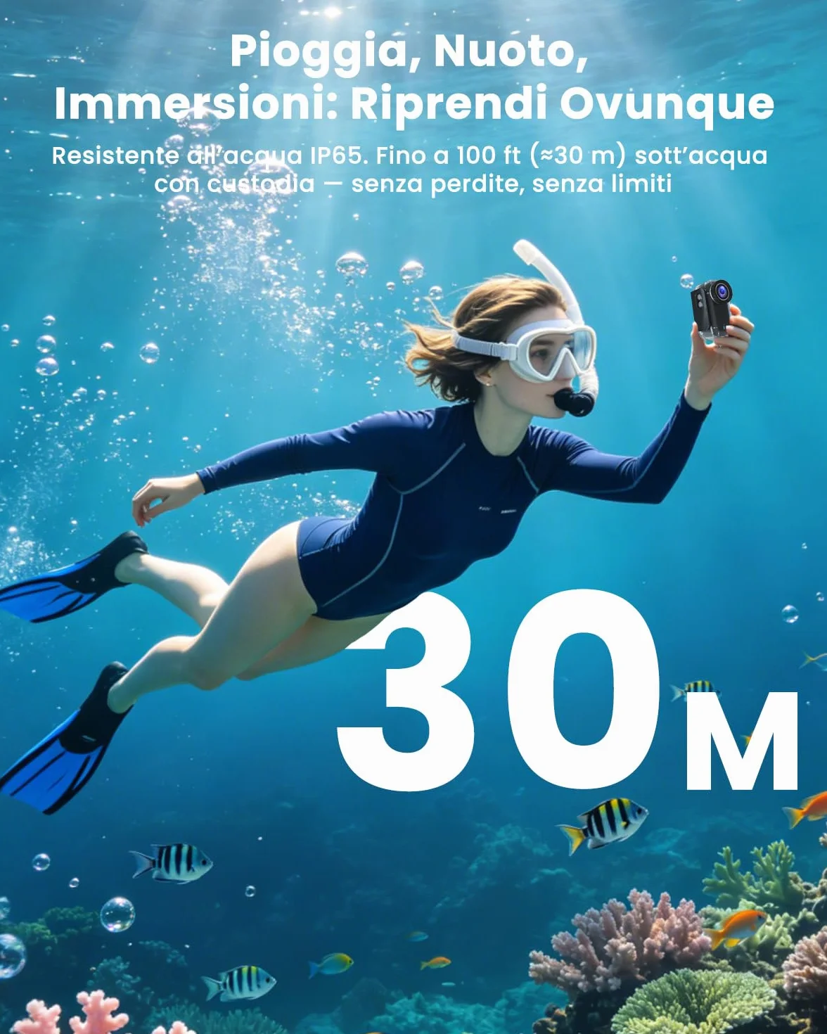 Action Cam, Body Cam 4K 64 GB, Mini Action Cam, Telecamera Moto con Batteria da 1200 mAh(240min), Mini Camera Impermeabile IP65, Compatta Telecamera per Moto Vlogging
