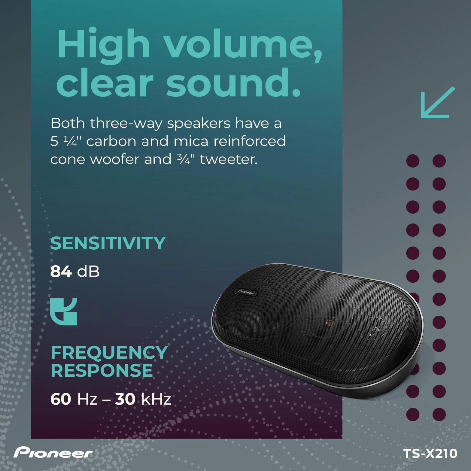Pioneer TS-X210 - Altoparlanti per auto a 3 vie con potenza massima di 100 W (coppia)