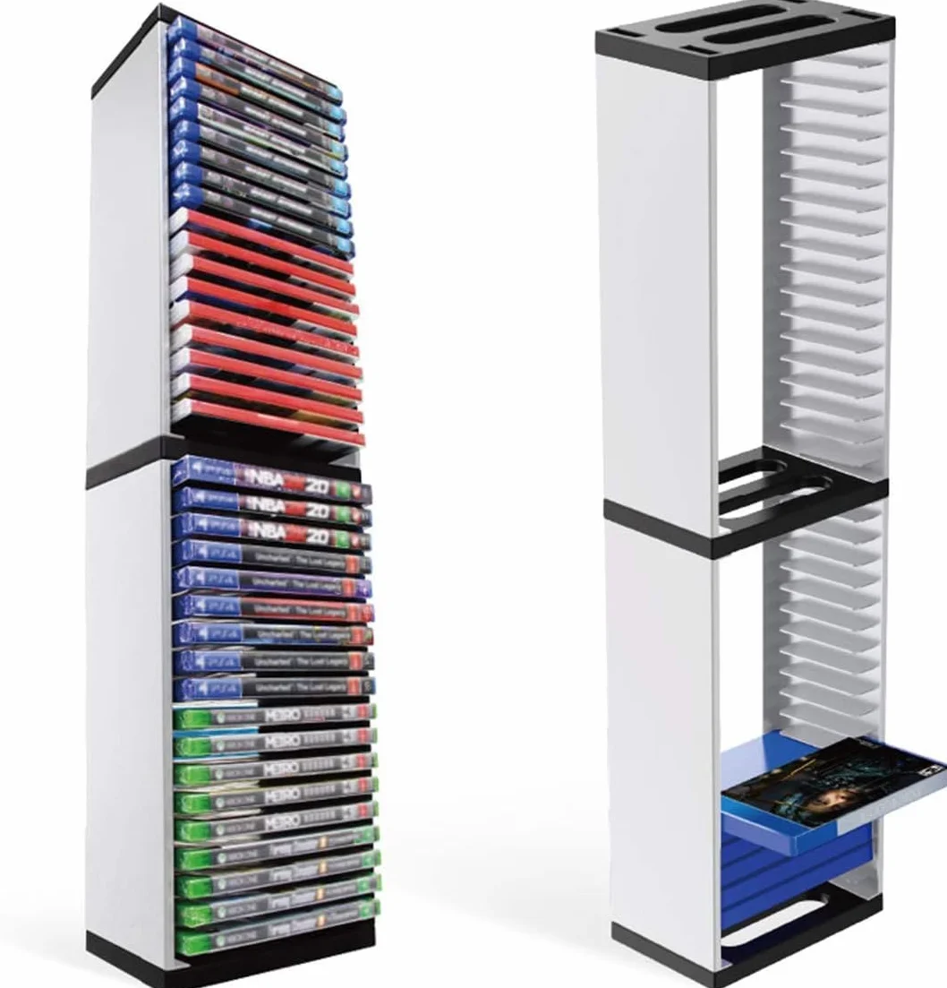 Queen.Y Supporto per Rack Torre di Archiviazione per Scatola di Dischi di Gioco per Ripiano di Archiviazione PS5 con 36 Pezzi di Dischi di Gioco, Supporto per Xbox Switch Games