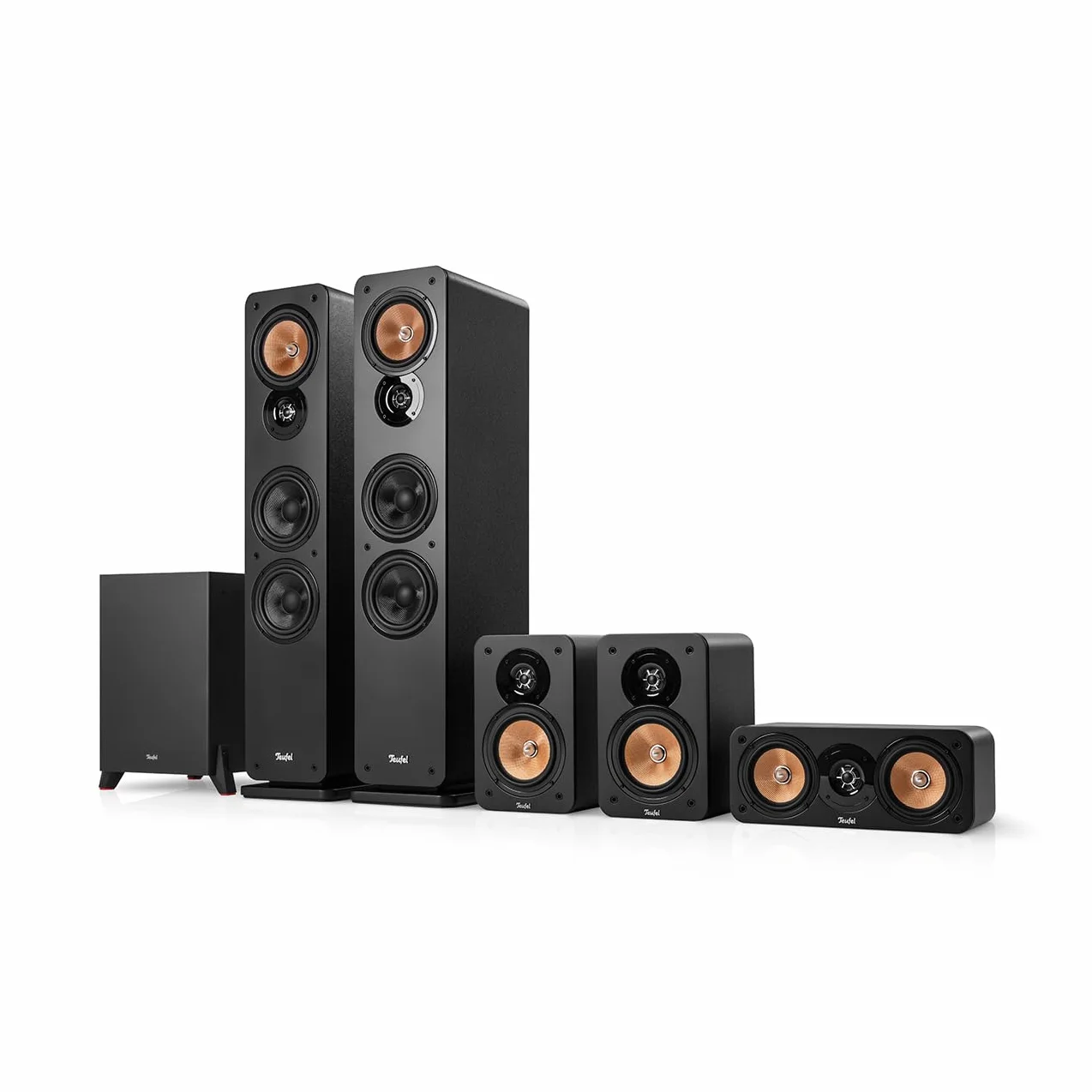 Teufel Ultima 40 Surround 5.1-Set, Sistema Audio Home Cinema Surround a 3 Vie con Subwoofer Potente, Bass Reflex, Espandibile, Nero