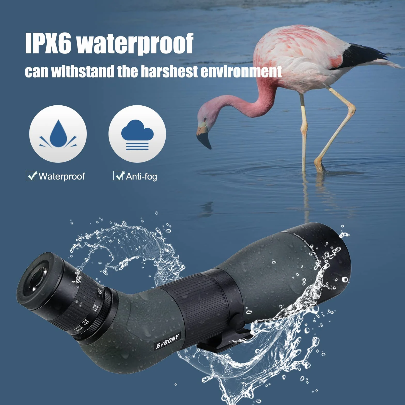 Svbony SA401 APO Spotting Scope 20-60x85, Doppio Vetro ED Cannocchiale per Birdwatching Messa a Fuoco Precisa, Impermeabile Telescopio Angolato per Birdwatching, Natura