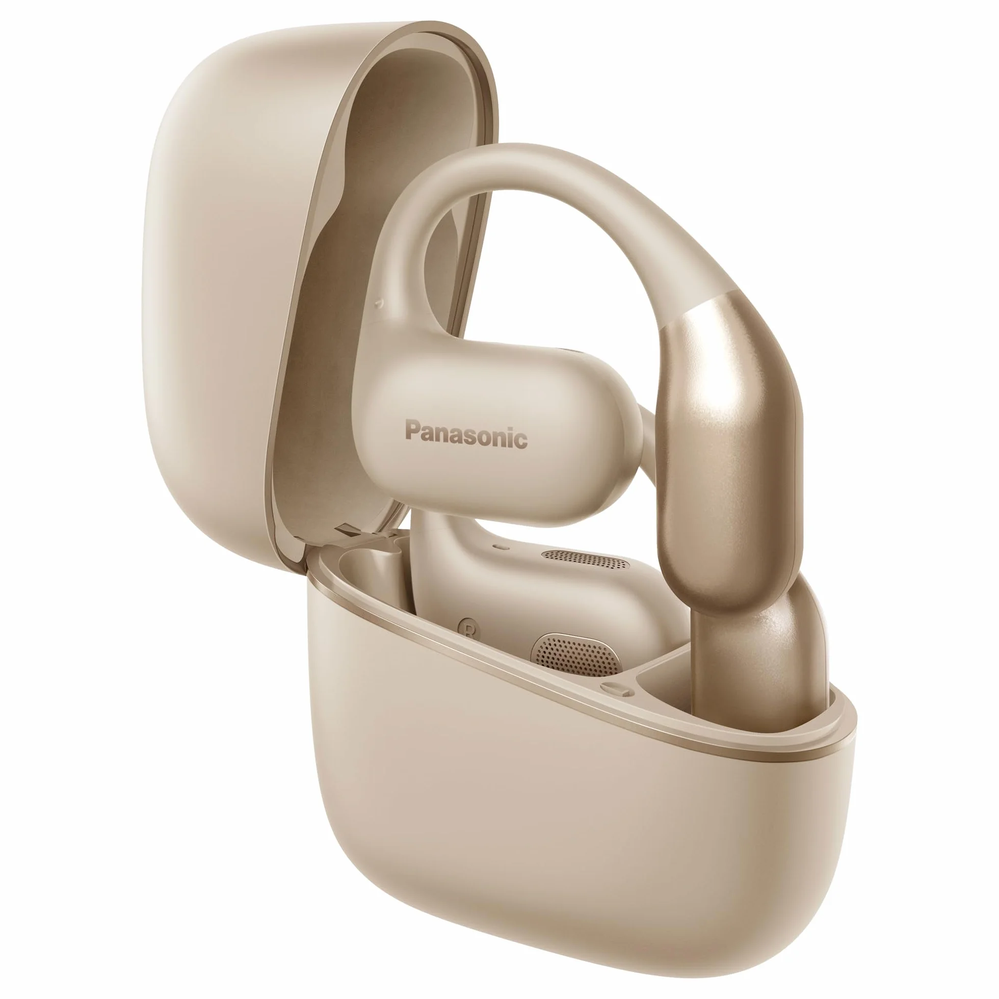 Panasonic RB-F10DE-C Cuffie Wireless Open-Ear, Auricolari wireless Sport Bluetooth con Microfono ENC, 25H di Autonomia, Bluetooth 5.4, IPX4, Controlli Touch, Beige