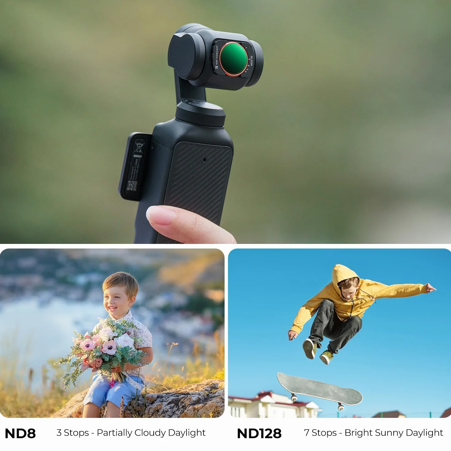 K&F CONCEPT Osmo Pocket 4/3 Filtro Magnetico, Filtri Magnetici Variabili ND2-32+ND32-512 (6-9 stop) Compatibili con DJI Osmo Pocket 4/3(Alluminio)