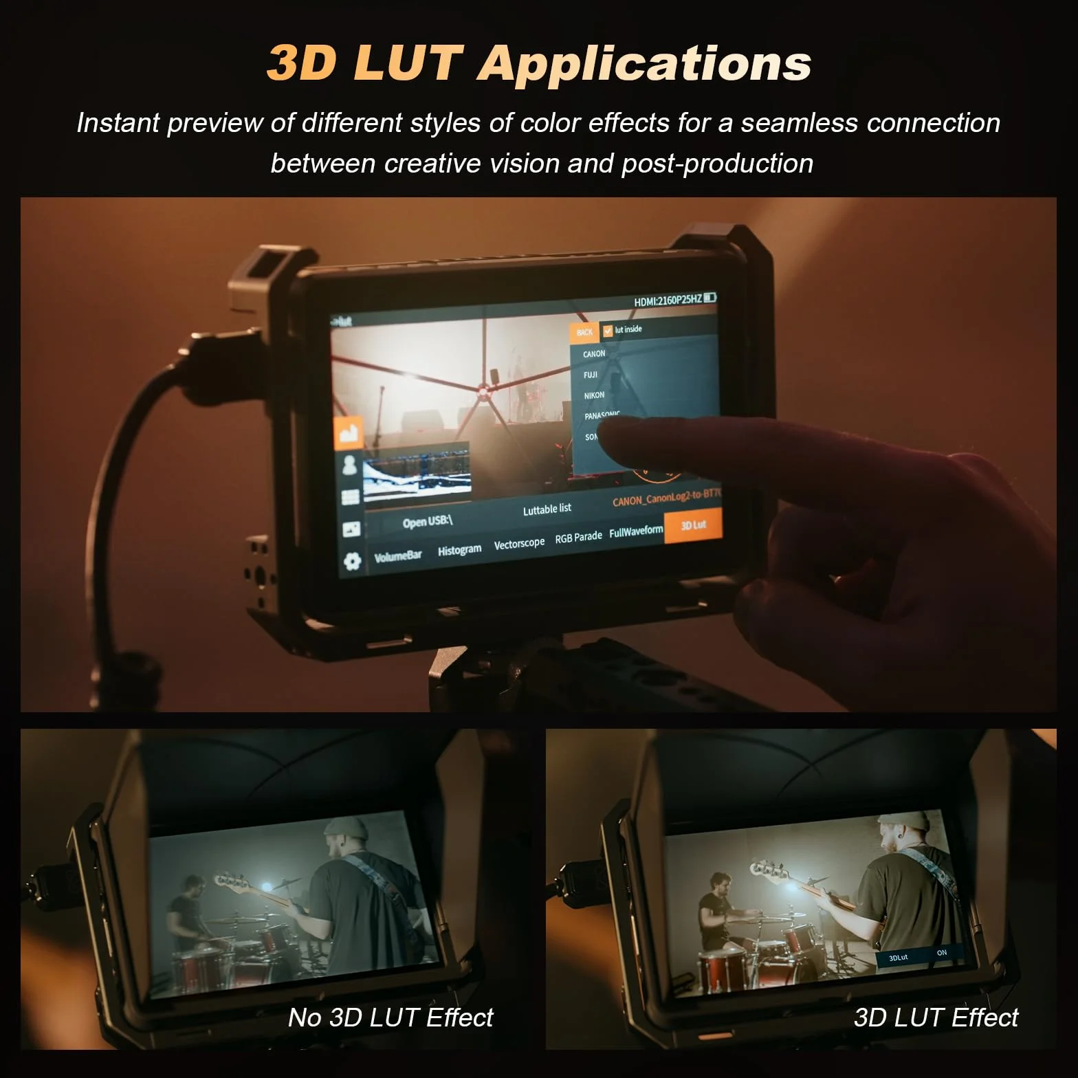 VILTROX DC-X3 DCX3 Camera Monitor External 4K per Fotocamera 6 pollici 2000Nit HD Monitor Camera HDMI/3G-SDI,Full HD 1920x1080 IPS,3D LUT con Batteria,Parasole per Fotocamere DSLR Sony Canon Nikon