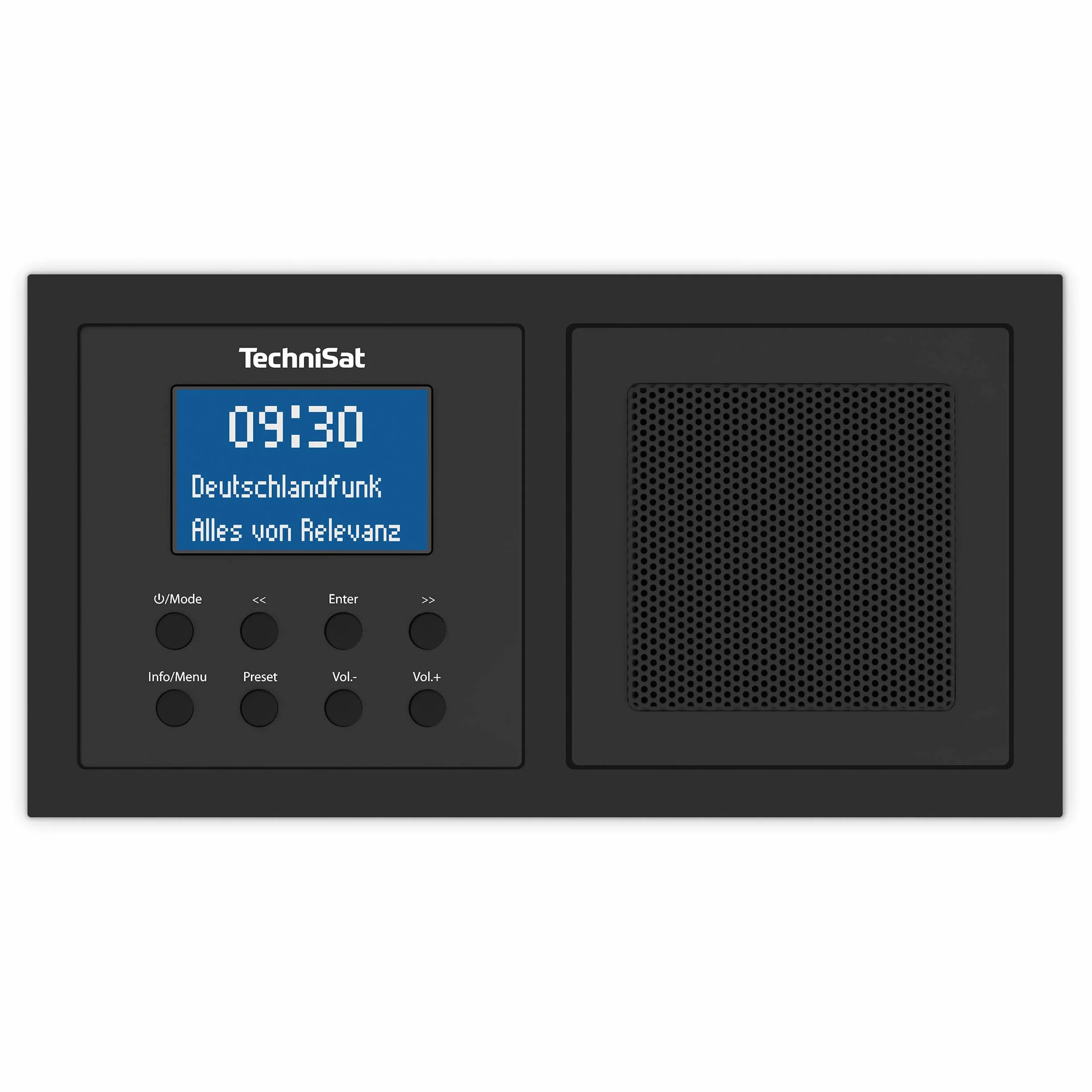 TechniSat DIGITRADIO UP 1 - Radio da incasso DAB+ per installazione in qualsiasi scatola doppia da incasso (DAB, VHF, Bluetooth, Display LCD dimmerabile, Sveglia, Timer di spegnimento, 2 Watt), Nero