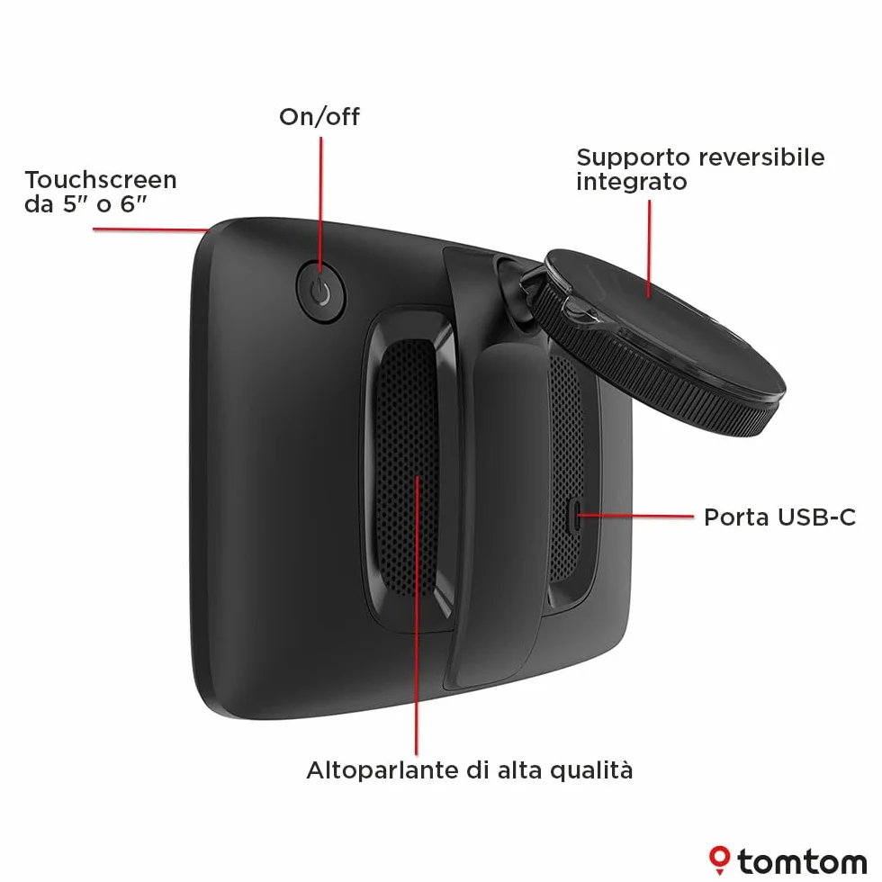 TomTom Navigatore per Auto GO Classic 2a gen. (6", Informazioni sul traffico e Avvisi autovelox, Aggiornamenti Mappe Europa, Aggiornamenti tramite Wi-Fi, Indicatore di corsia in movimento)