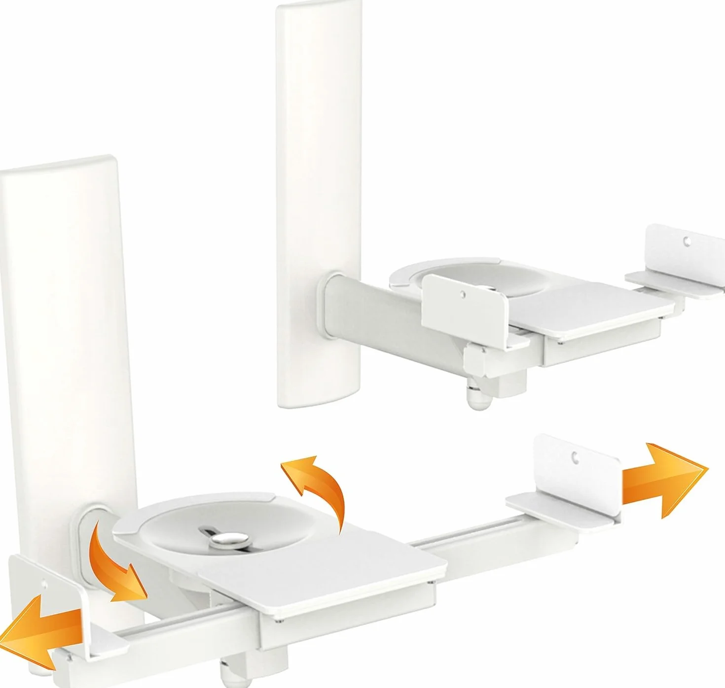 RICOO Supporto altoparlanti parete LH023-W Girevole Inclinabile Braccio muro Wall Mount casse altoparlante WLAN airplay Speaker Bianco 2 pezzi
